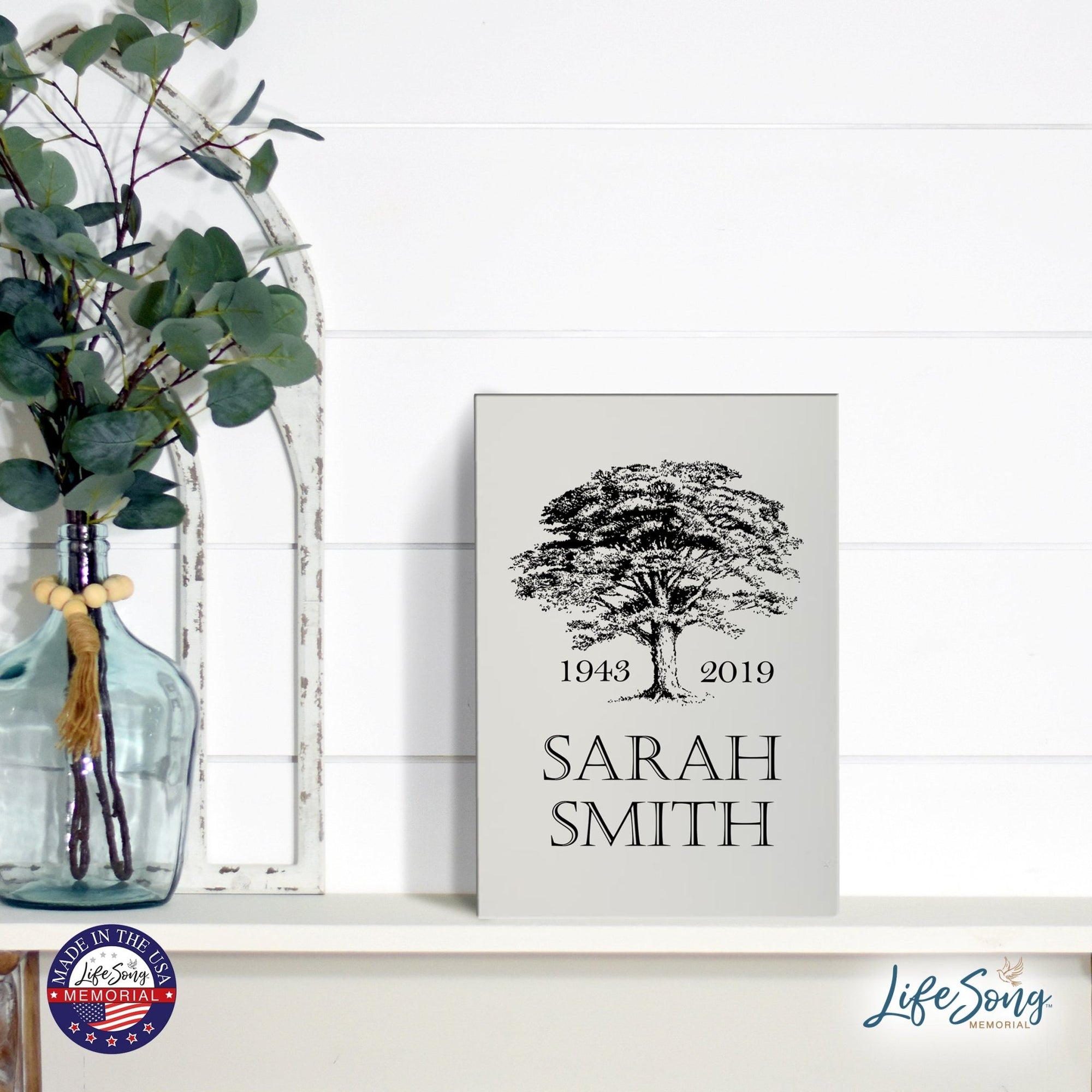 Personalized Memorial 5.5x8 Wooden Table Top and shelf decor Home Decor - Sarah Smith - LifeSong Milestones