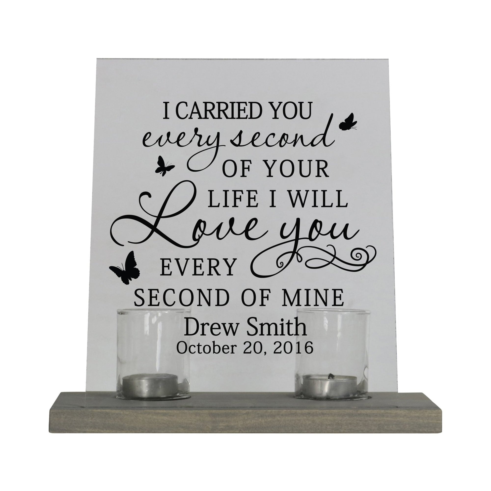 Personalized Memorial Acrylic Sign 8x10 with Votive Candle Holder I Carried You (butterfly) - LifeSong Milestones