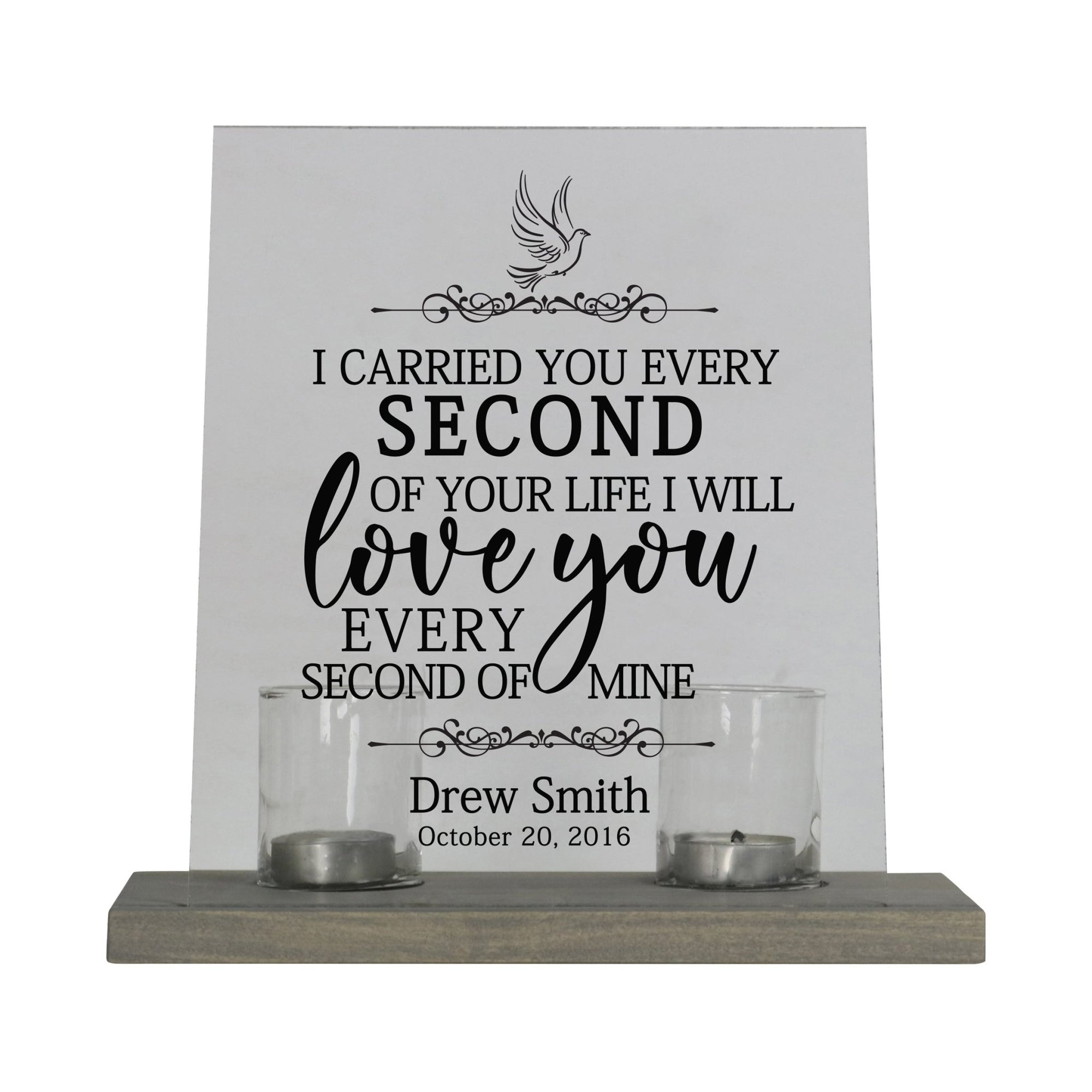 Personalized Memorial Acrylic Sign 8x10 with Votive Candle Holder I Carried You (dove) - LifeSong Milestones