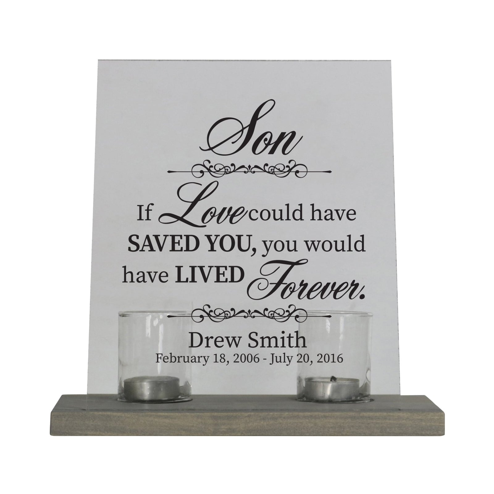 Personalized Memorial Acrylic Sign 8x10 with Votive Candle Holder If Love Could - LifeSong Milestones