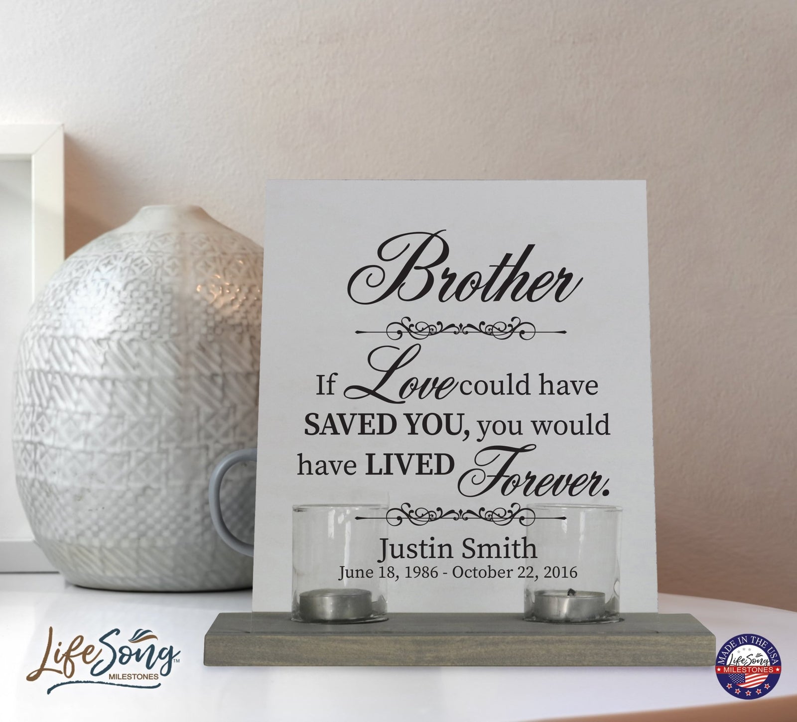 Personalized Memorial Acrylic Sign 8x10 with Votive Candle Holder If Love Could - LifeSong Milestones