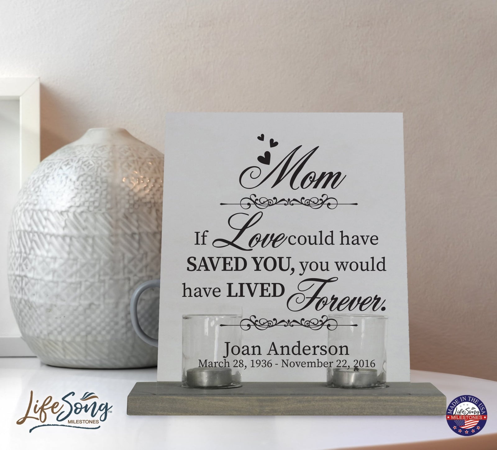 Personalized Memorial Acrylic Sign 8x10 with Votive Candle Holder If Love Could - LifeSong Milestones
