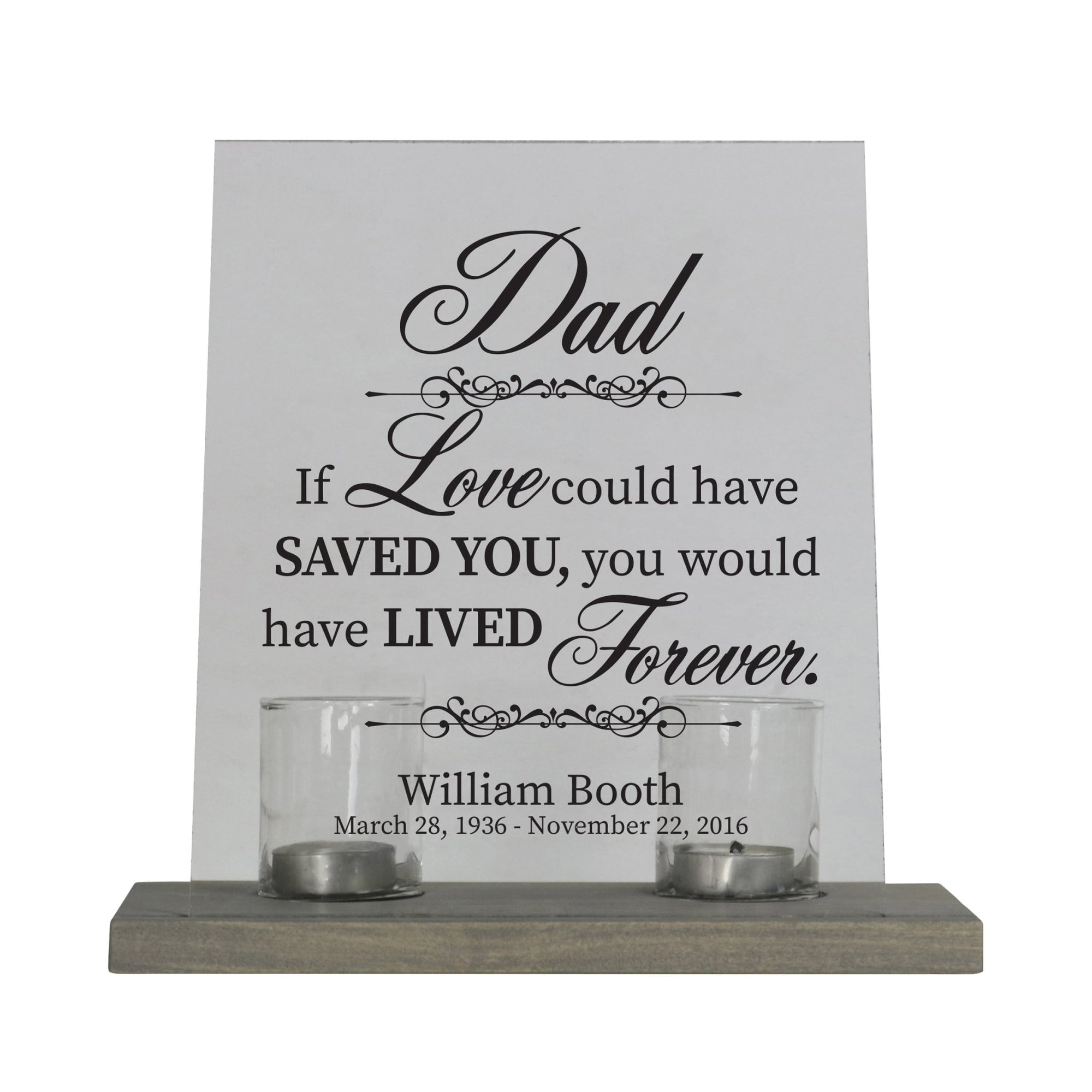 Personalized Memorial Acrylic Sign 8x10 with Votive Candle Holder If Love Could - LifeSong Milestones