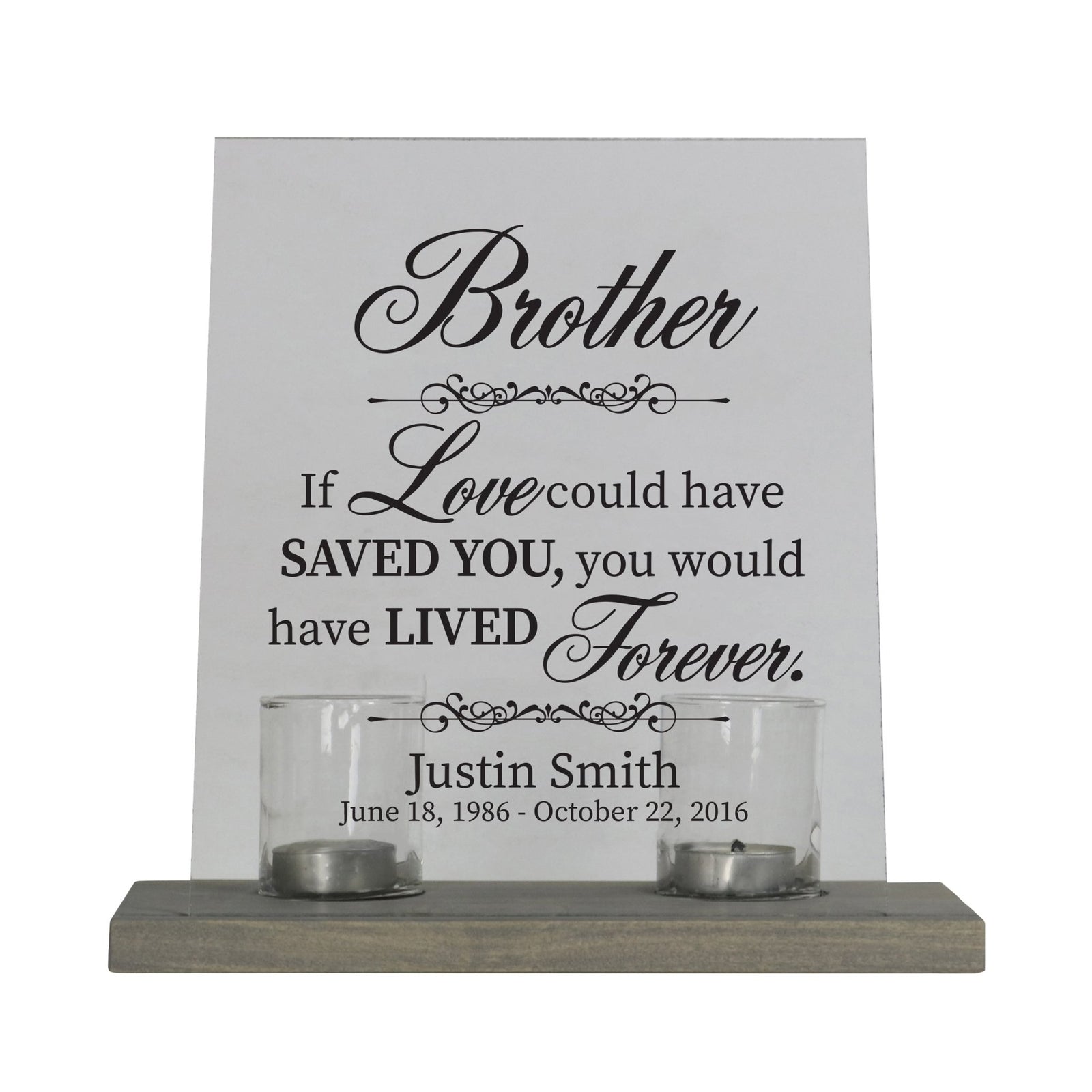 Personalized Memorial Acrylic Sign 8x10 with Votive Candle Holder If Love Could - LifeSong Milestones