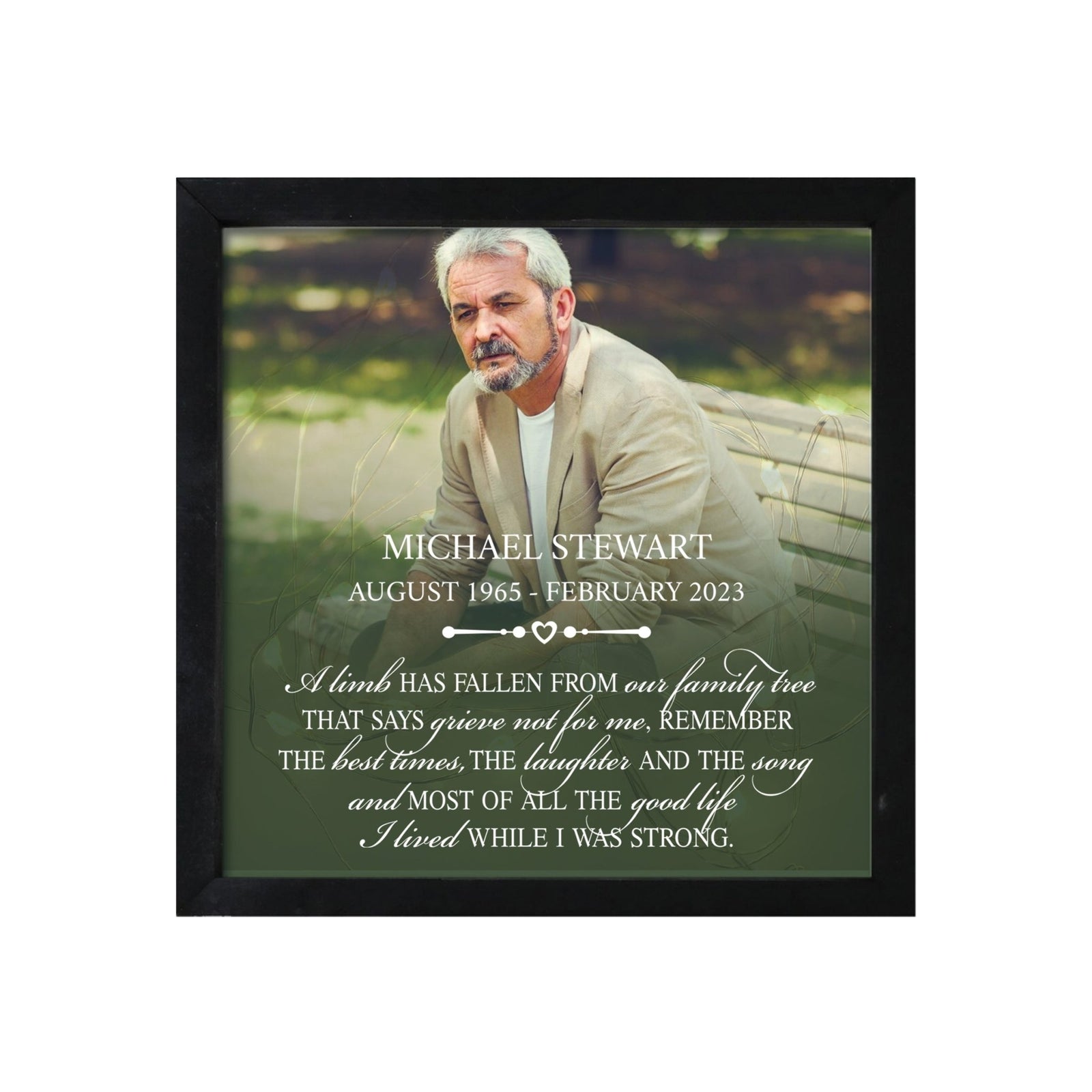 Personalized Memorial Black Framed Shadow Box With Lights Sympathy Gift & Wall Décor - A Limb Has Fallen - LifeSong Milestones