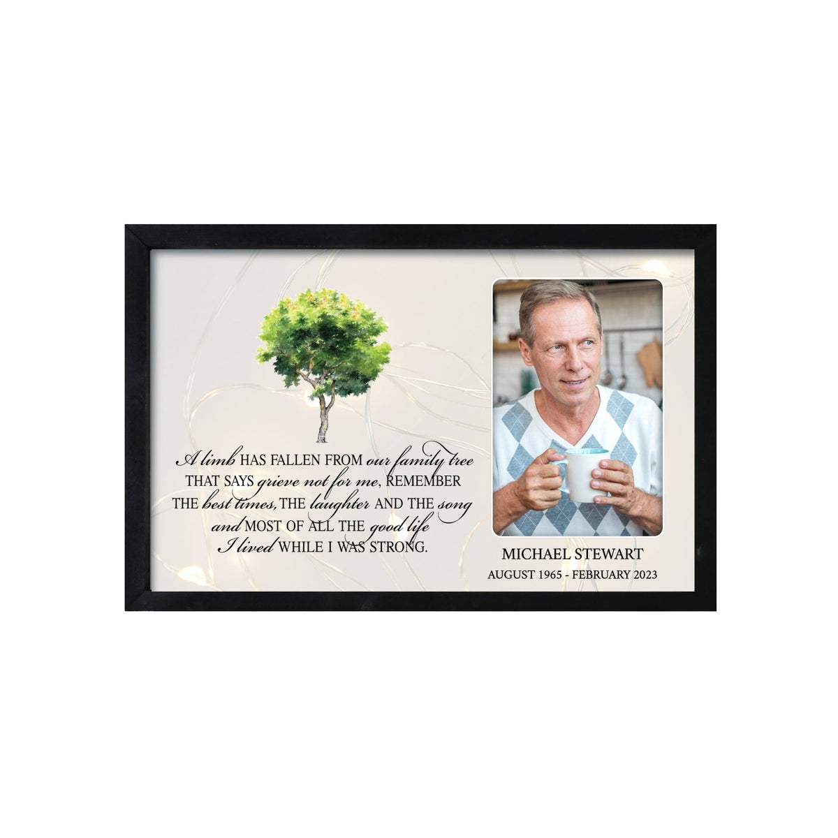 Personalized Memorial Black Framed Shadow Box With Lights Sympathy Gift Wall Décor - A Limb Has Fallen - LifeSong Milestones