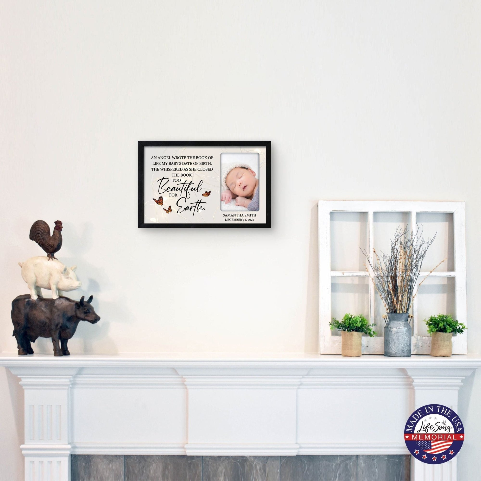Personalized Memorial Black Framed Shadow Box With Lights Sympathy Gift Wall Décor - An Angel Who Wrote The Book - LifeSong Milestones