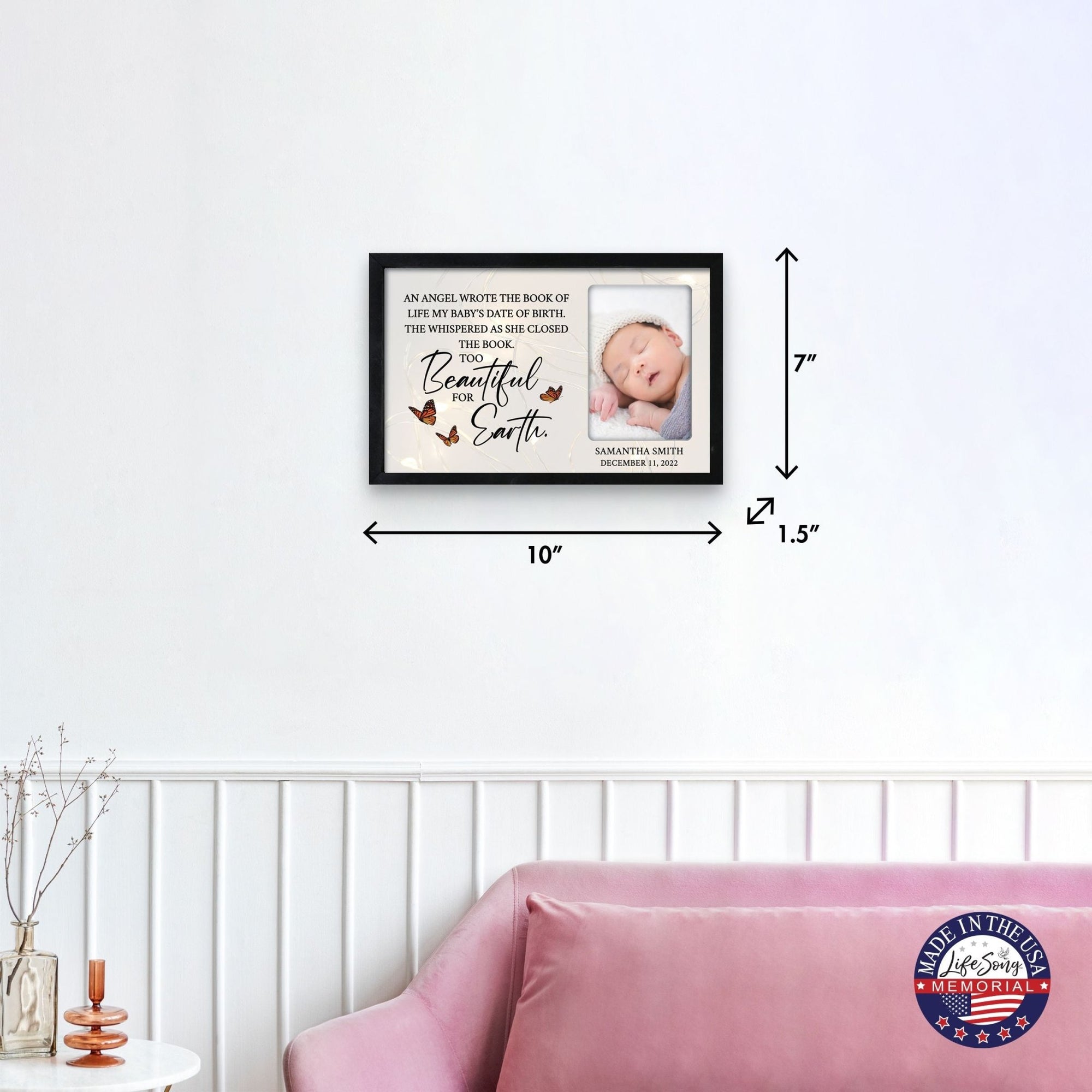Personalized Memorial Black Framed Shadow Box With Lights Sympathy Gift Wall Décor - An Angel Who Wrote The Book - LifeSong Milestones