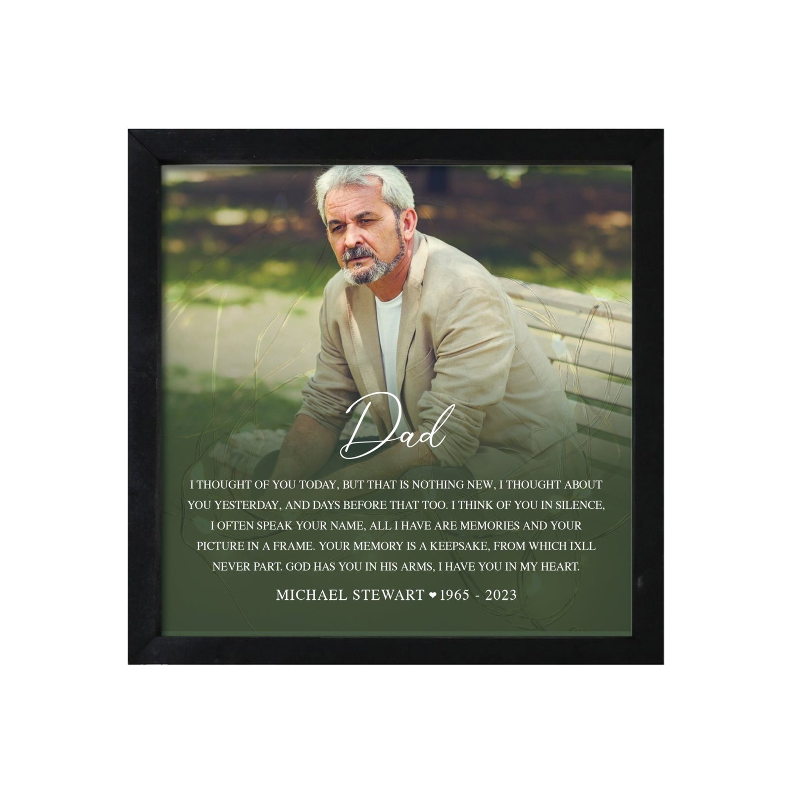 Personalized Memorial Black Framed Shadow Box With Lights Sympathy Gift & Wall Décor - Dad, I Though Of You - LifeSong Milestones
