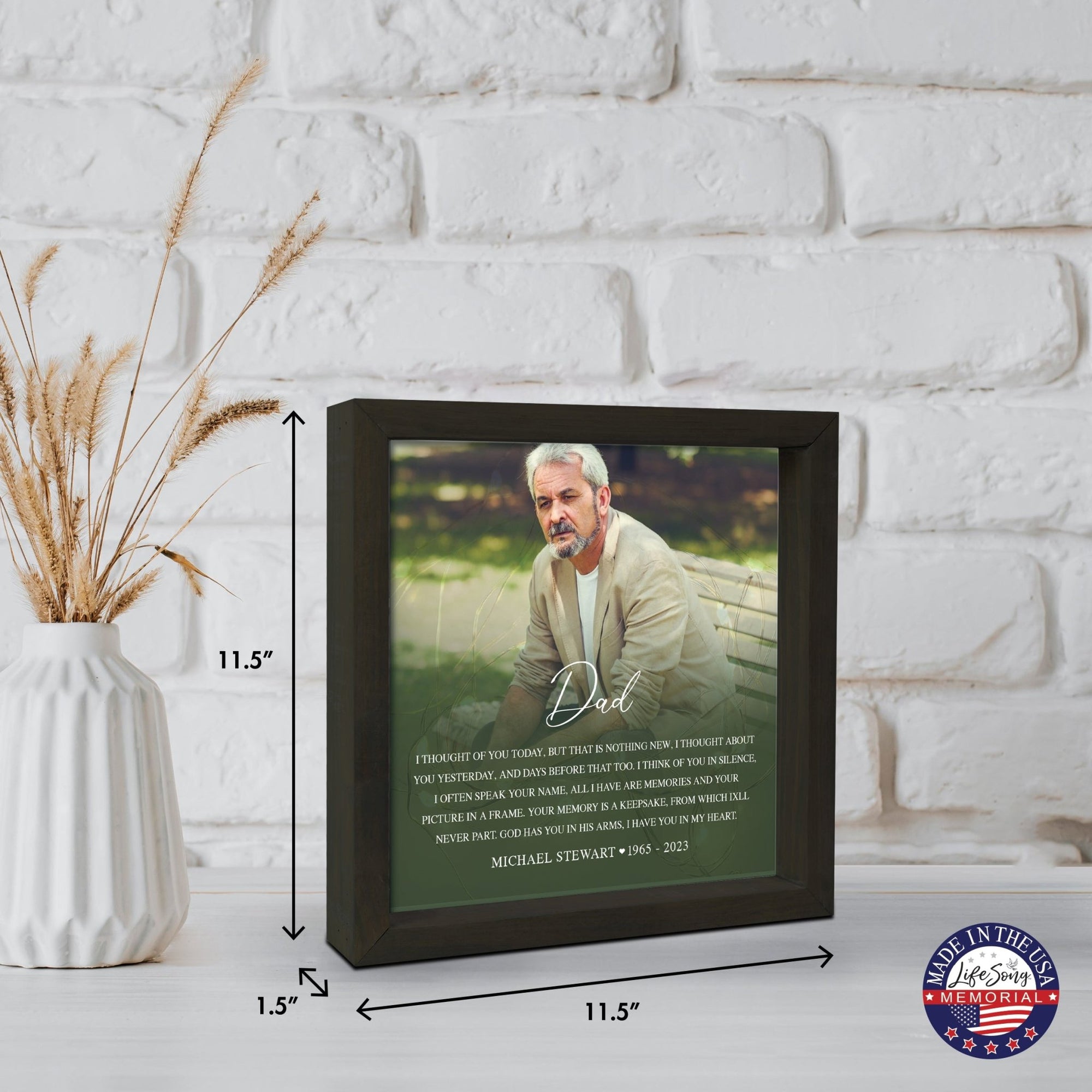 Personalized Memorial Black Framed Shadow Box With Lights Sympathy Gift & Wall Décor - Dad, I Though Of You - LifeSong Milestones