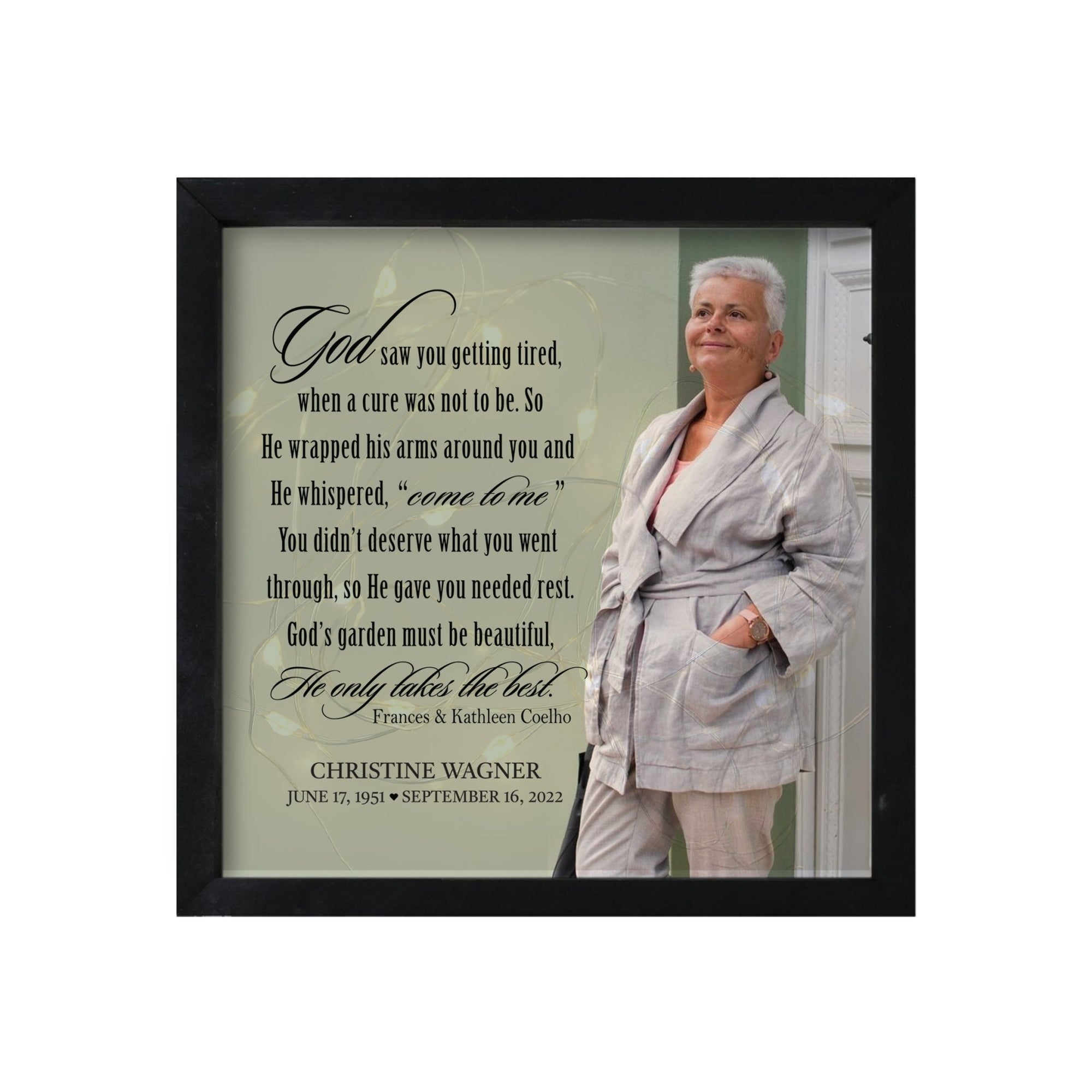 Personalized Memorial Black Framed Shadow Box With Lights Sympathy Gift & Wall Décor - God Saw You - LifeSong Milestones