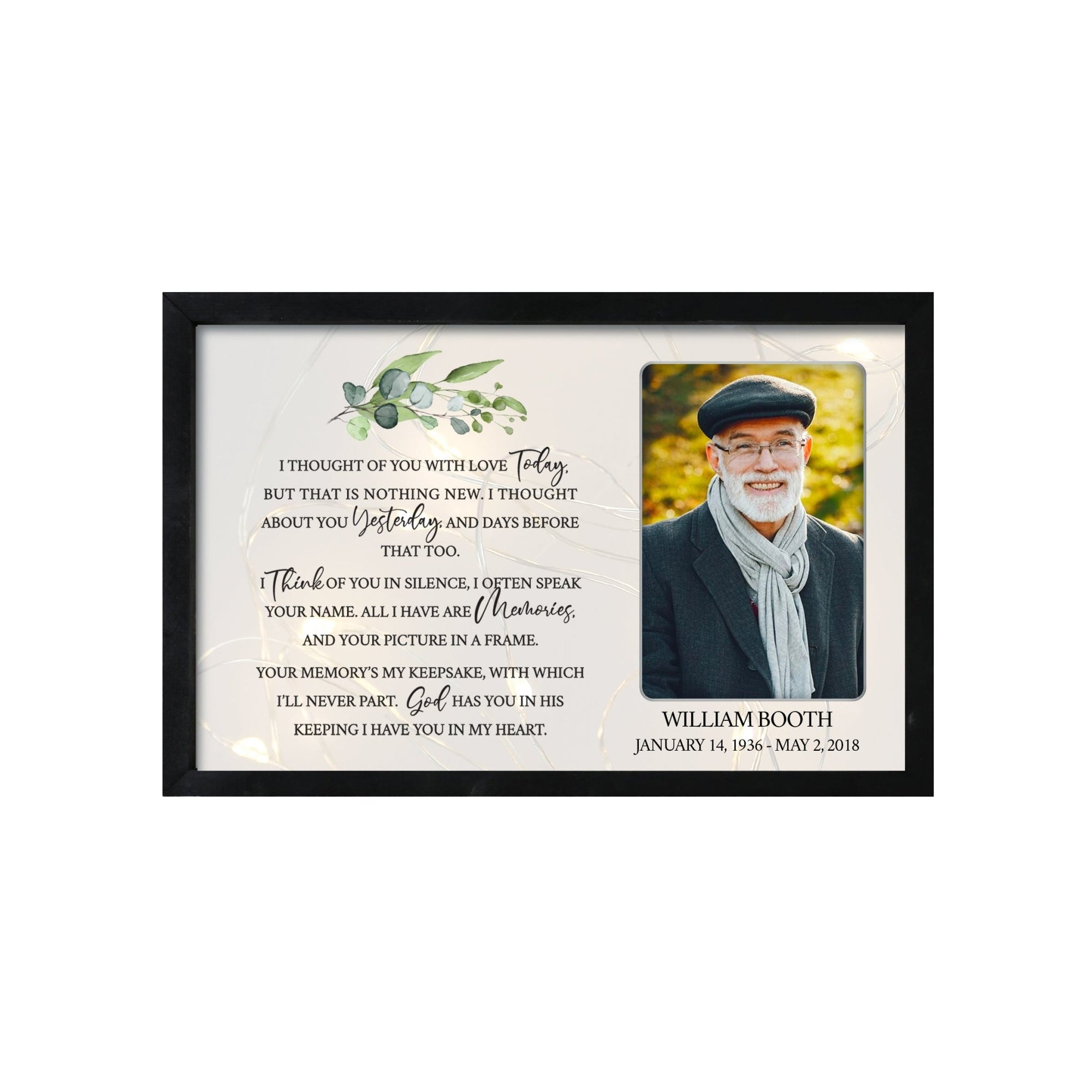 Personalized Memorial Black Framed Shadow Box With Lights Sympathy Gift Wall Décor - I thought Of You - LifeSong Milestones