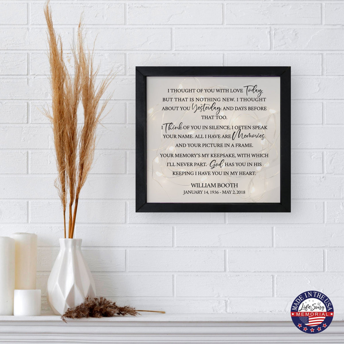 Personalized Memorial Black Framed Shadow Box With Lights Sympathy Gift Wall Décor - I Thought Of You - LifeSong Milestones