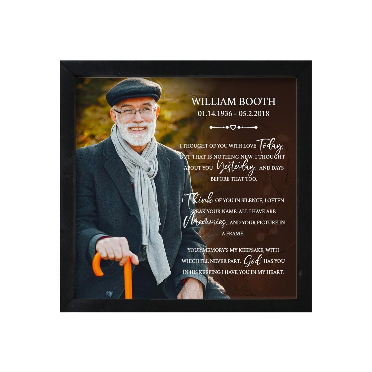 Personalized Memorial Black Framed Shadow Box With Lights Sympathy Gift & Wall Décor - I Thought Of You - LifeSong Milestones