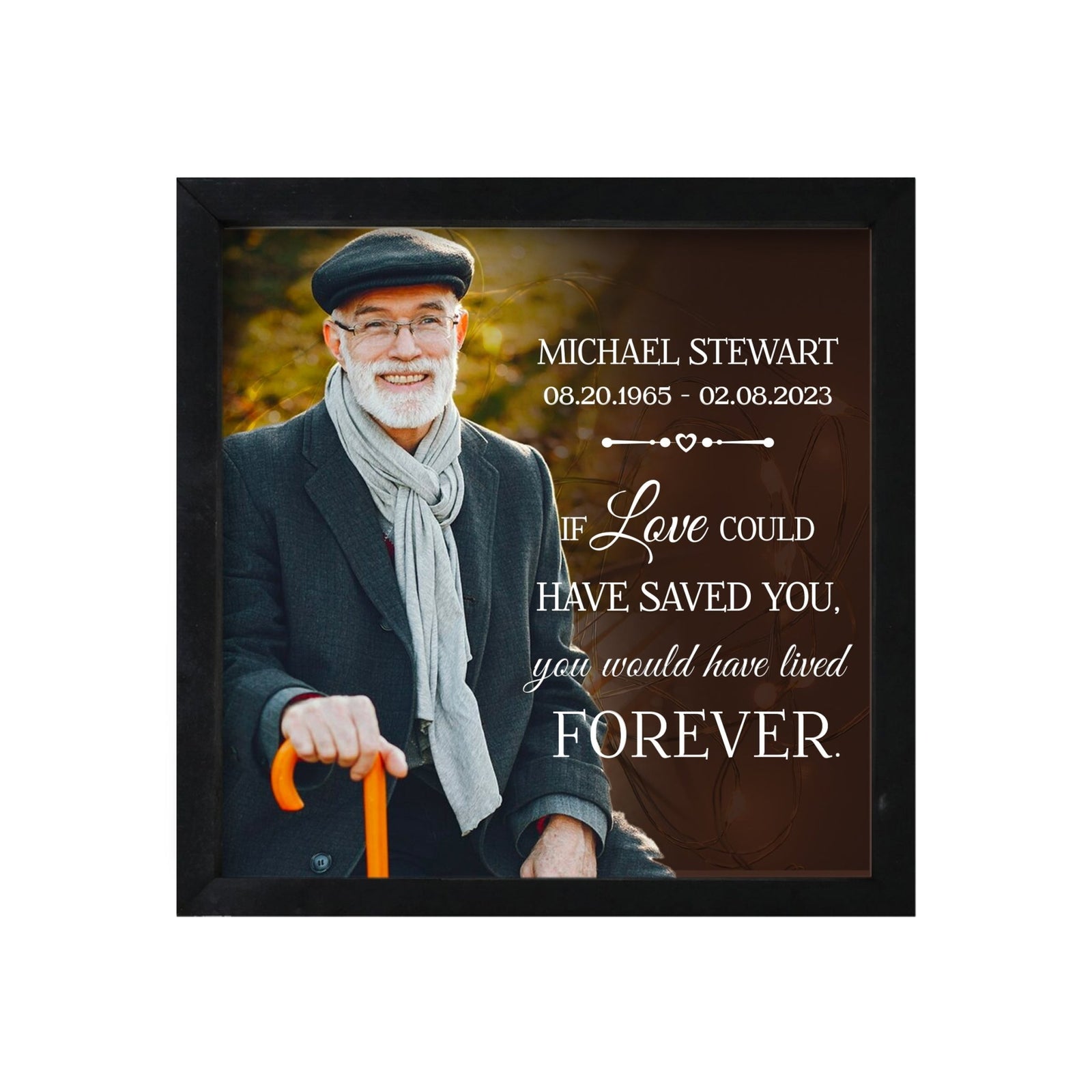 Personalized Memorial Black Framed Shadow Box With Lights Sympathy Gift & Wall Décor - If Love Could - LifeSong Milestones