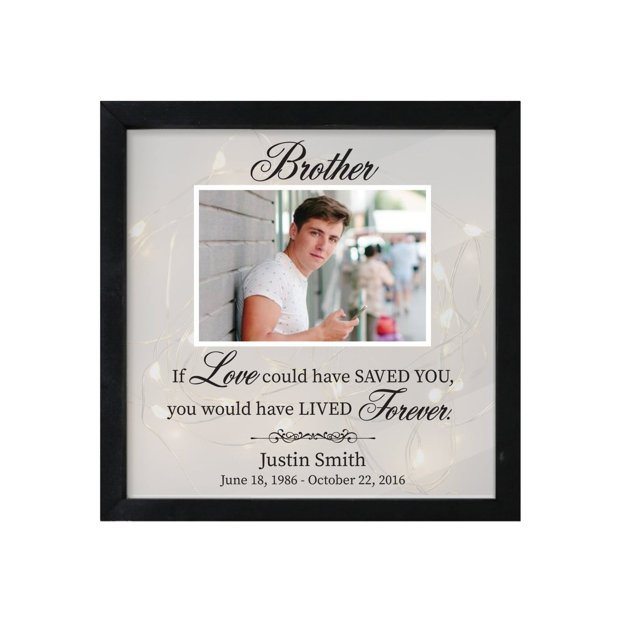 Personalized Memorial Black Framed Shadow Box With Lights Sympathy Gift & Wall Décor - If Love Could (Brother) - LifeSong Milestones
