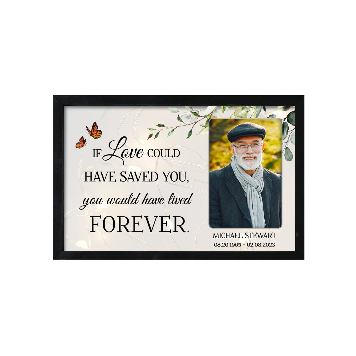 Personalized Memorial Black Framed Shadow Box With Lights Sympathy Gift Wall Décor - If Love Could Have Saved You - LifeSong Milestones
