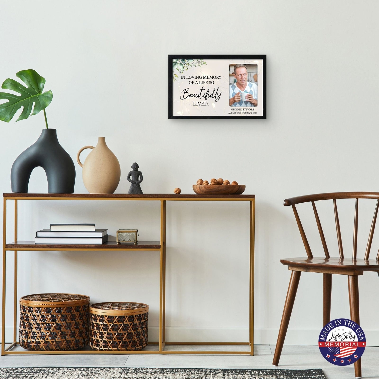 Personalized Memorial Black Framed Shadow Box With Lights Sympathy Gift Wall Décor - In Loving Memory - LifeSong Milestones