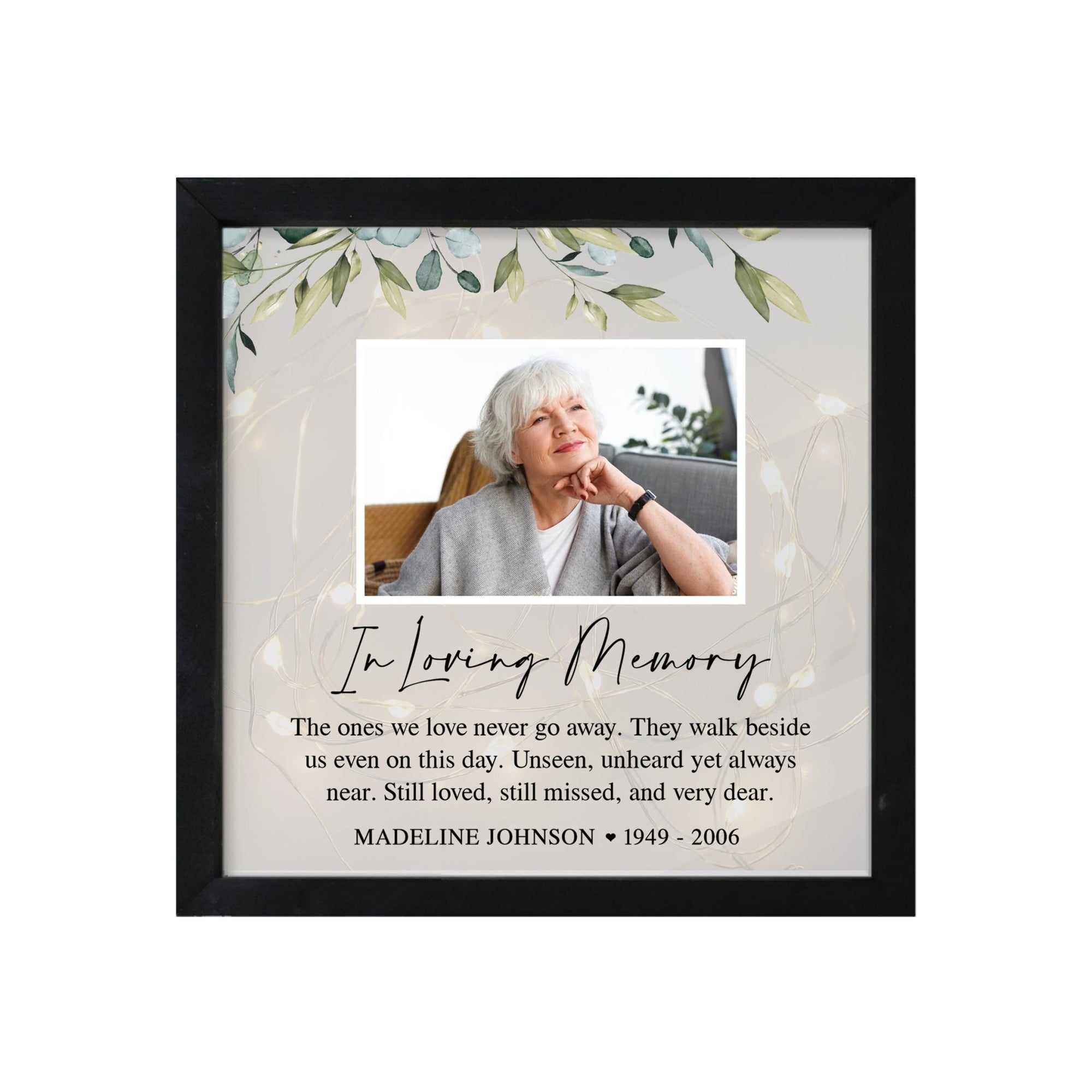 Personalized Memorial Black Framed Shadow Box With Lights Sympathy Gift & Wall Décor - In Loving Memory - LifeSong Milestones
