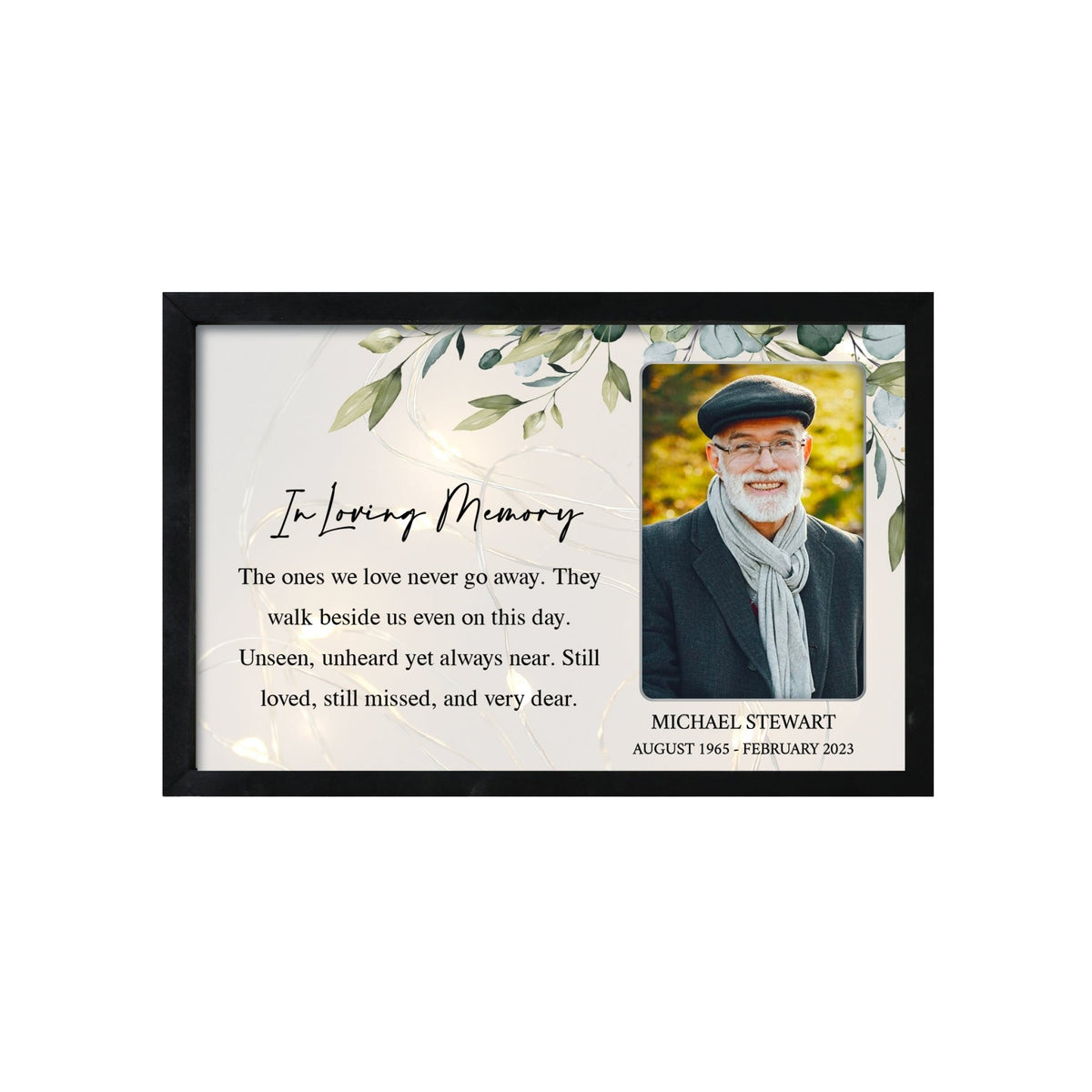 Personalized Memorial Black Framed Shadow Box With Lights Sympathy Gift Wall Décor - In Loving Memory - LifeSong Milestones