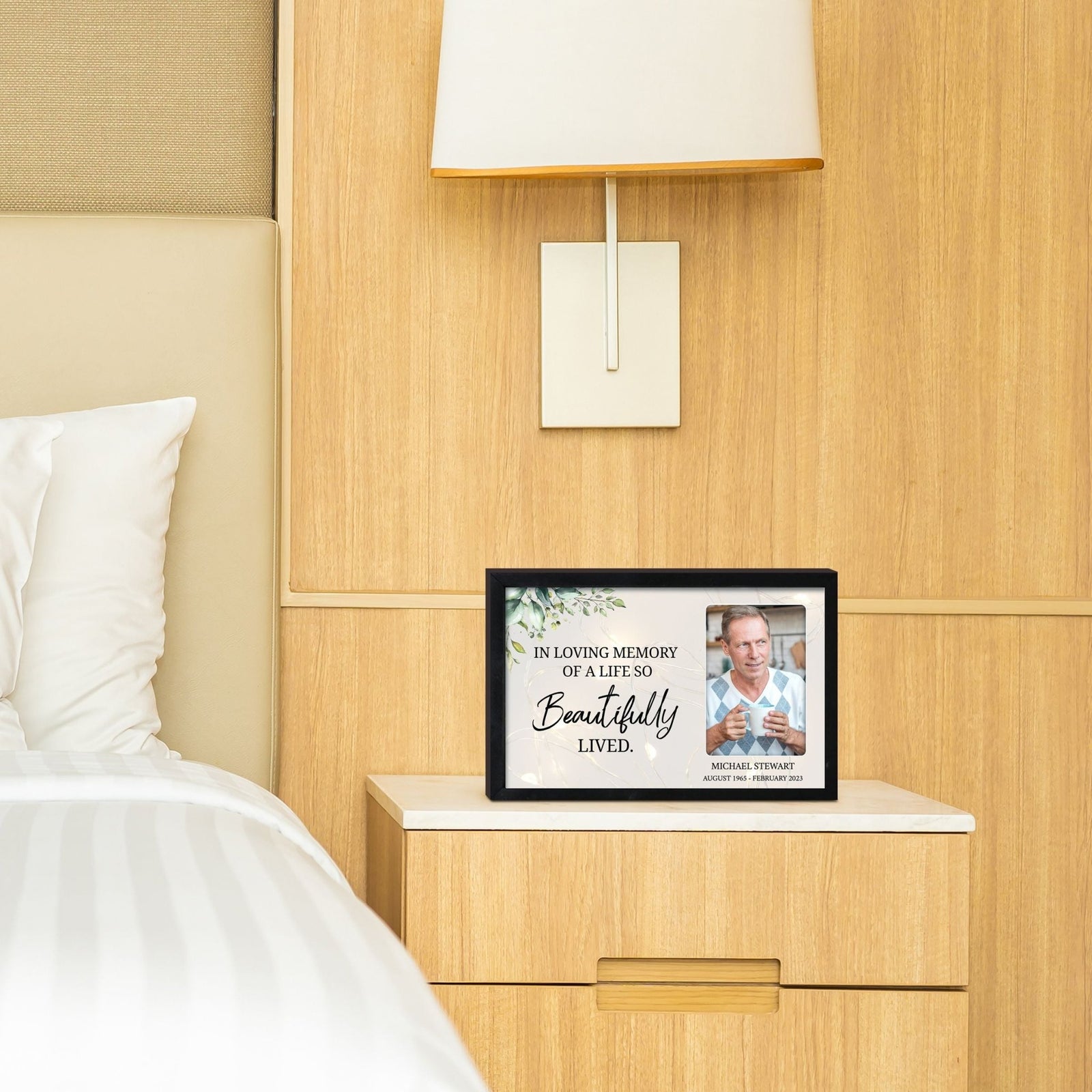 Personalized Memorial Black Framed Shadow Box With Lights Sympathy Gift Wall Décor - In Loving Memory - LifeSong Milestones