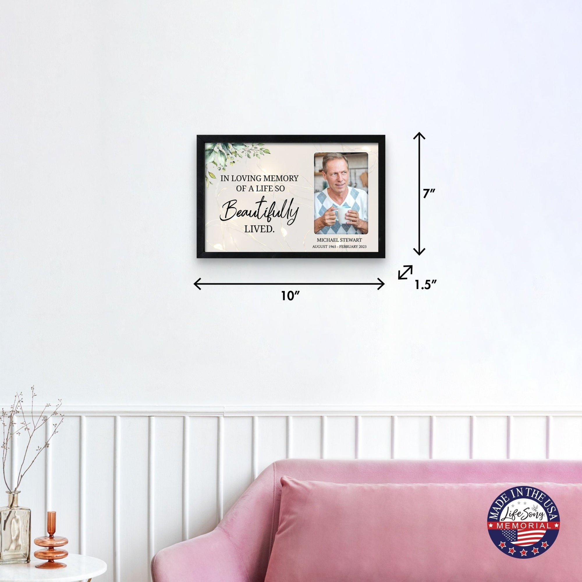 Personalized Memorial Black Framed Shadow Box With Lights Sympathy Gift Wall Décor - In Loving Memory - LifeSong Milestones