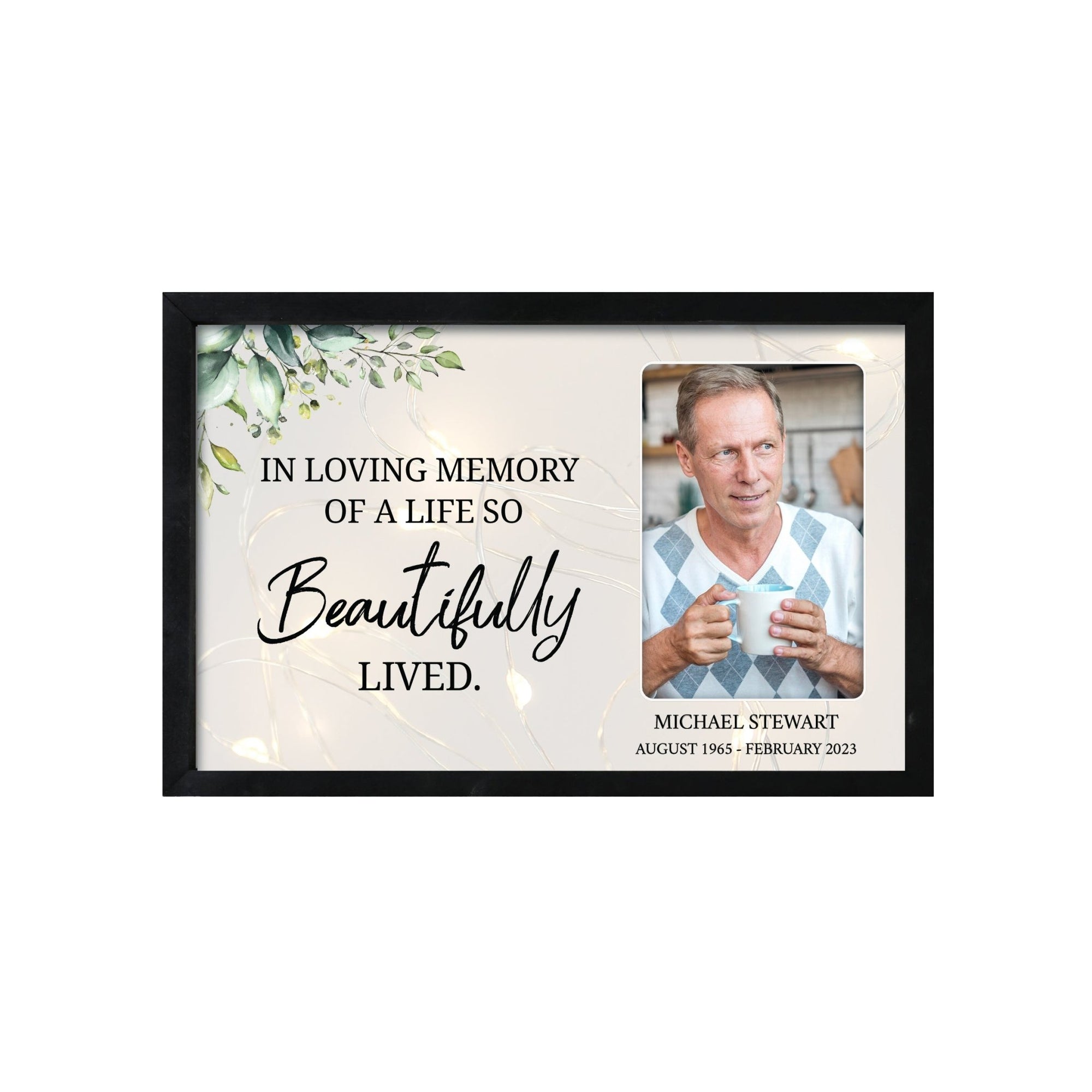 Personalized Memorial Black Framed Shadow Box With Lights Sympathy Gift Wall Décor - In Loving Memory - LifeSong Milestones