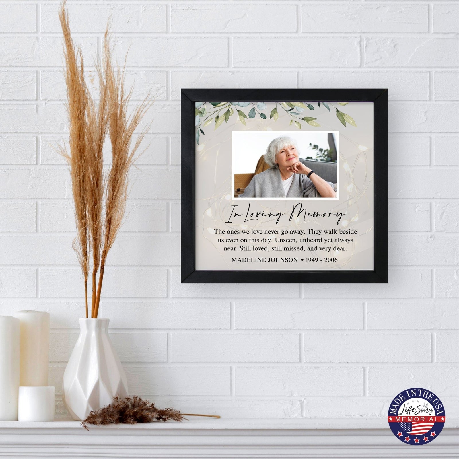 Personalized Memorial Black Framed Shadow Box With Lights Sympathy Gift ...