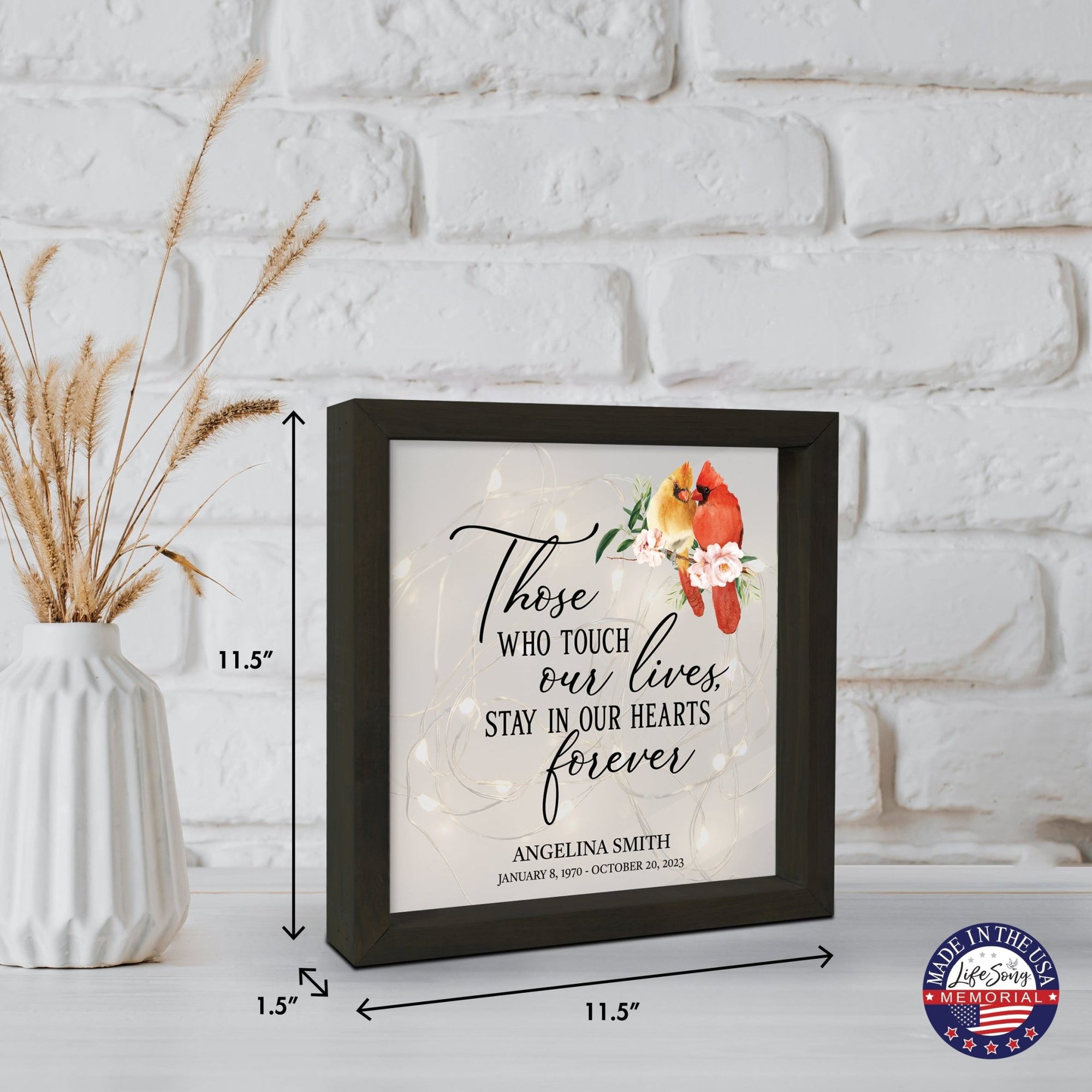 Personalized Memorial Black Framed Shadow Box With Lights Sympathy Gift Wall Décor - Those Who Touch Our Lives - LifeSong Milestones