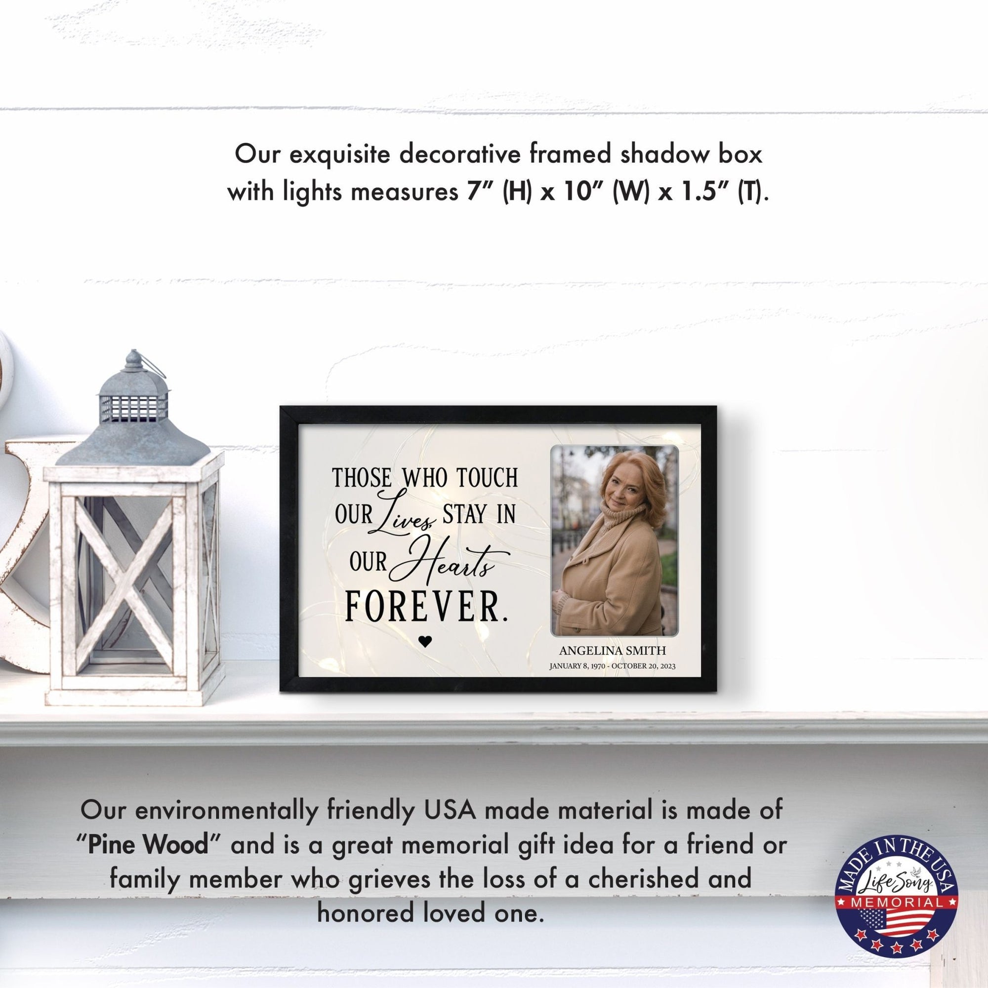 Personalized Memorial Black Framed Shadow Box With Lights Sympathy Gift Wall Décor - Those Who Touch Our Lives - LifeSong Milestones