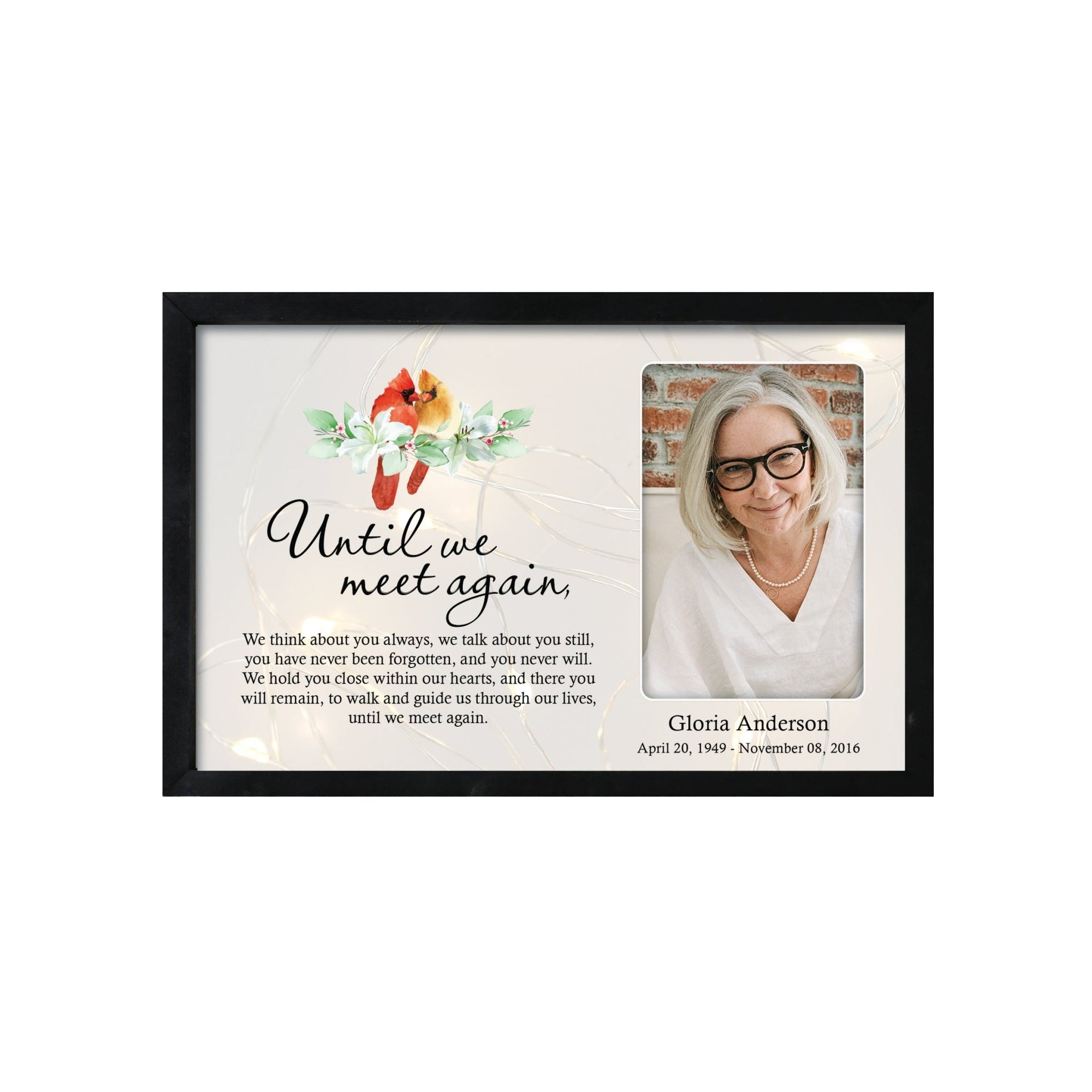 Personalized Memorial Black Framed Shadow Box With Lights Sympathy Gift Wall Décor - Until We Meet Again - LifeSong Milestones