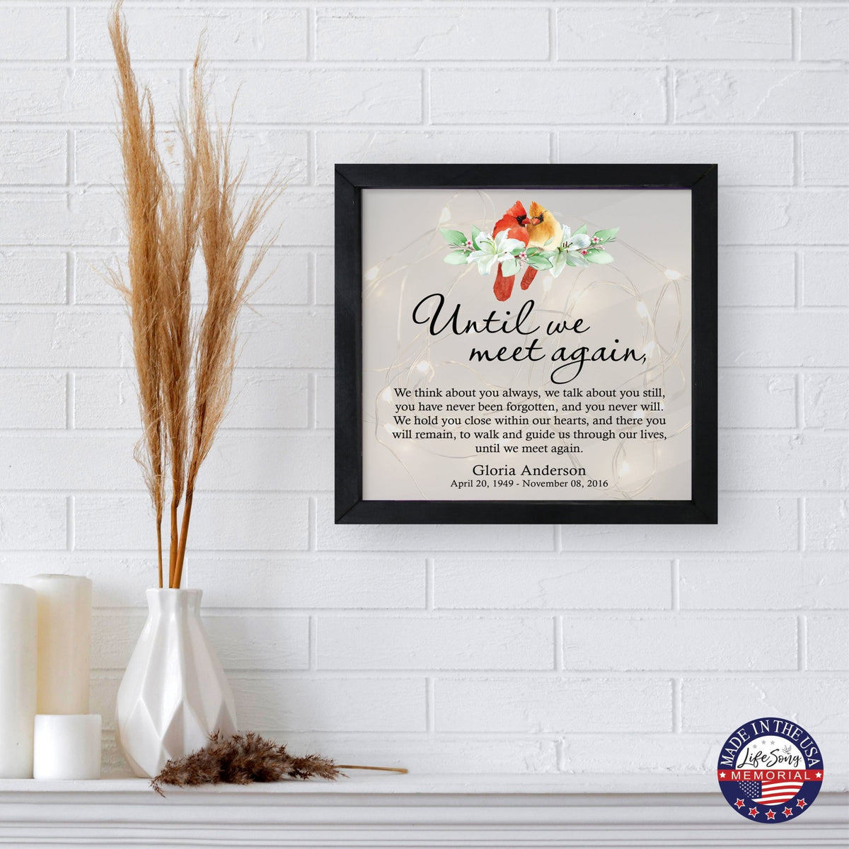 Personalized Memorial Black Framed Shadow Box With Lights Sympathy Gift Wall Décor - Until We Meet Again - LifeSong Milestones