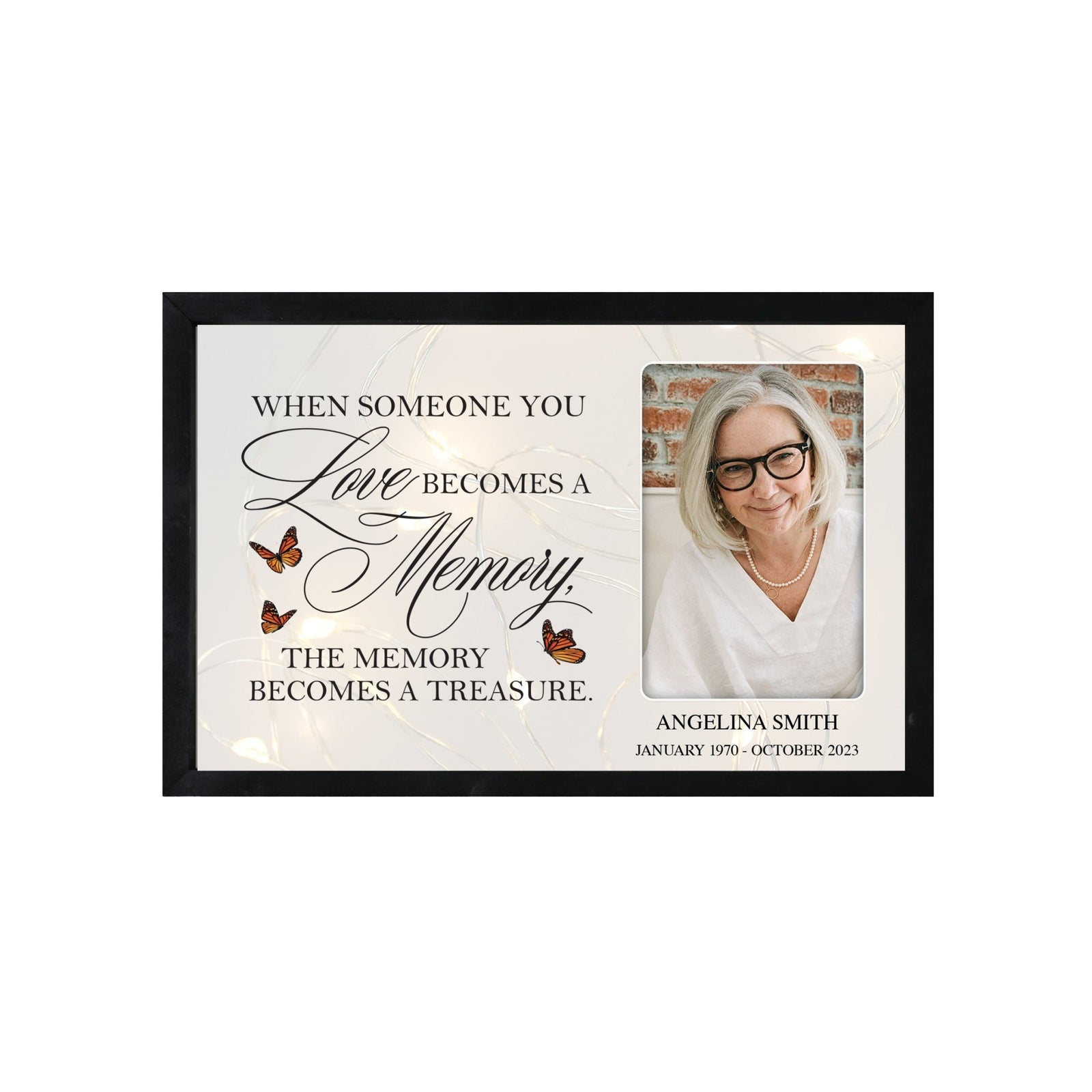 Personalized Memorial Black Framed Shadow Box With Lights Sympathy Gift Wall Décor - When Someone You Love - LifeSong Milestones