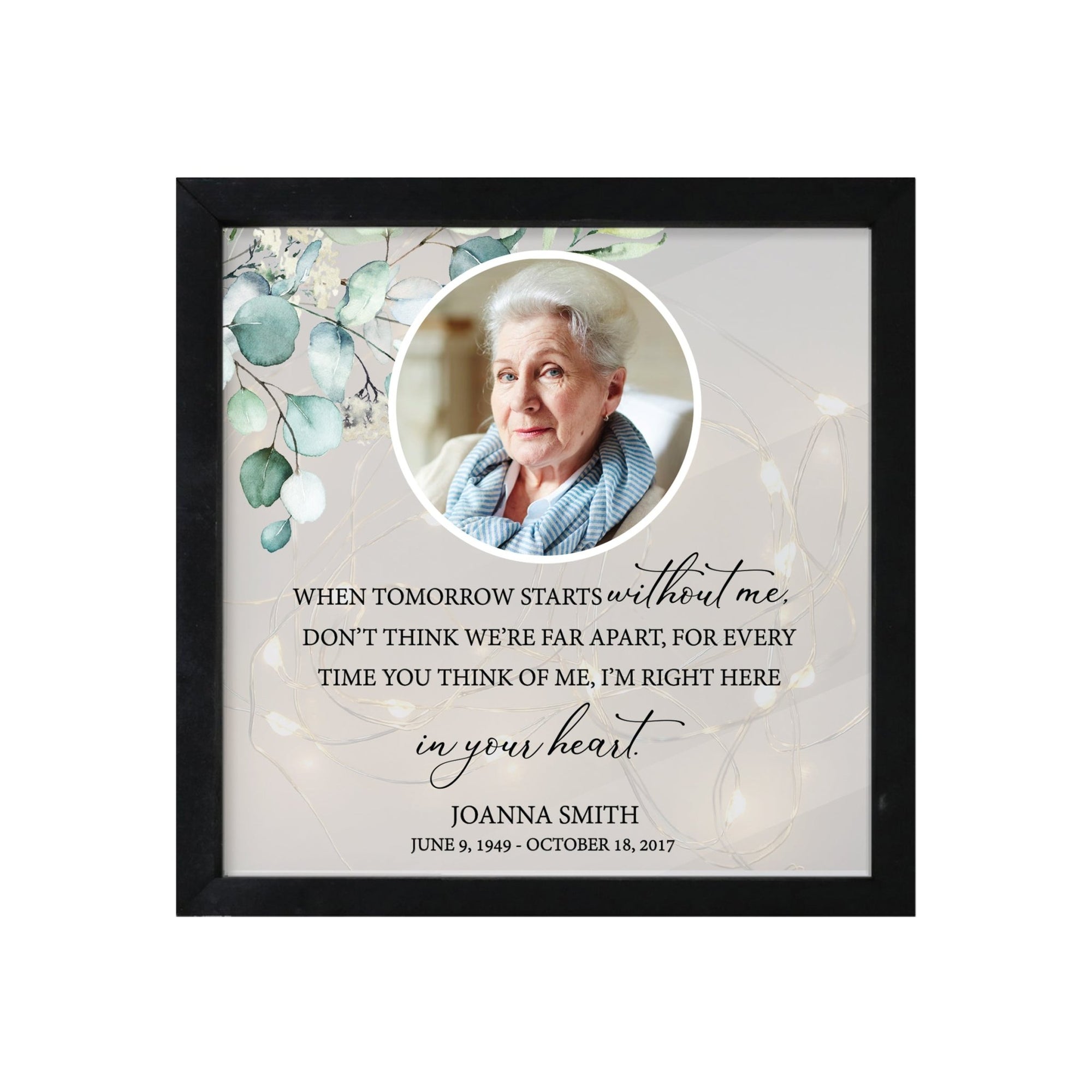Personalized Memorial Black Framed Shadow Box With Lights Sympathy Gift & Wall Décor - When Tomorrow - LifeSong Milestones