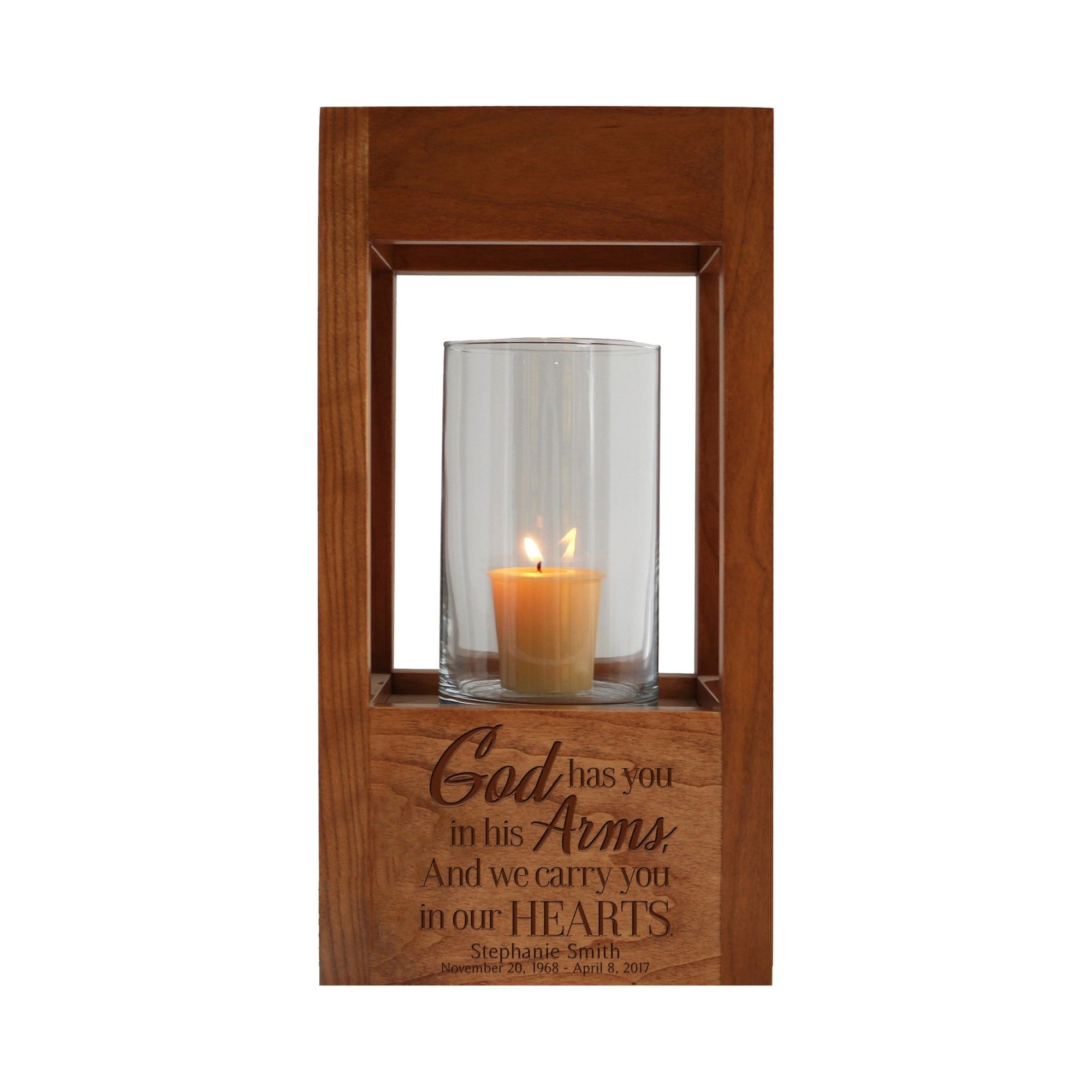 Personalized Memorial Candle Votive Lantern Urn God Has You holds 81 cu in - LifeSong Milestones