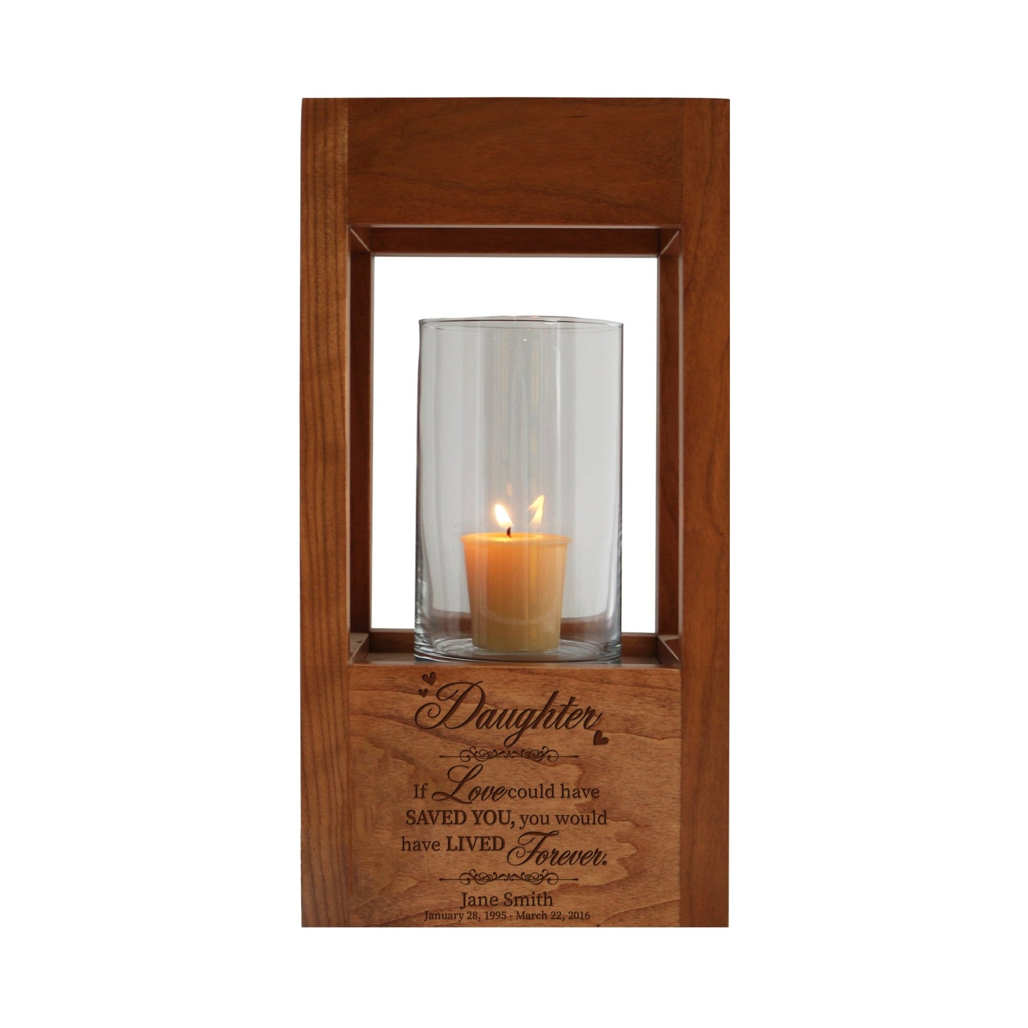 Personalized Memorial Candle Votive Lantern Urn If Love Could holds 81 cu in - LifeSong Milestones