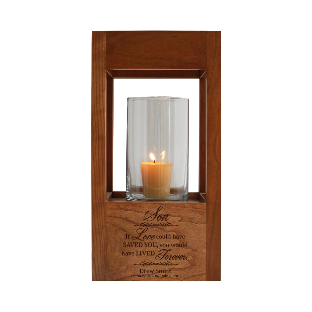 Personalized Memorial Candle Votive Lantern Urn If Love Could holds 81 cu in - LifeSong Milestones