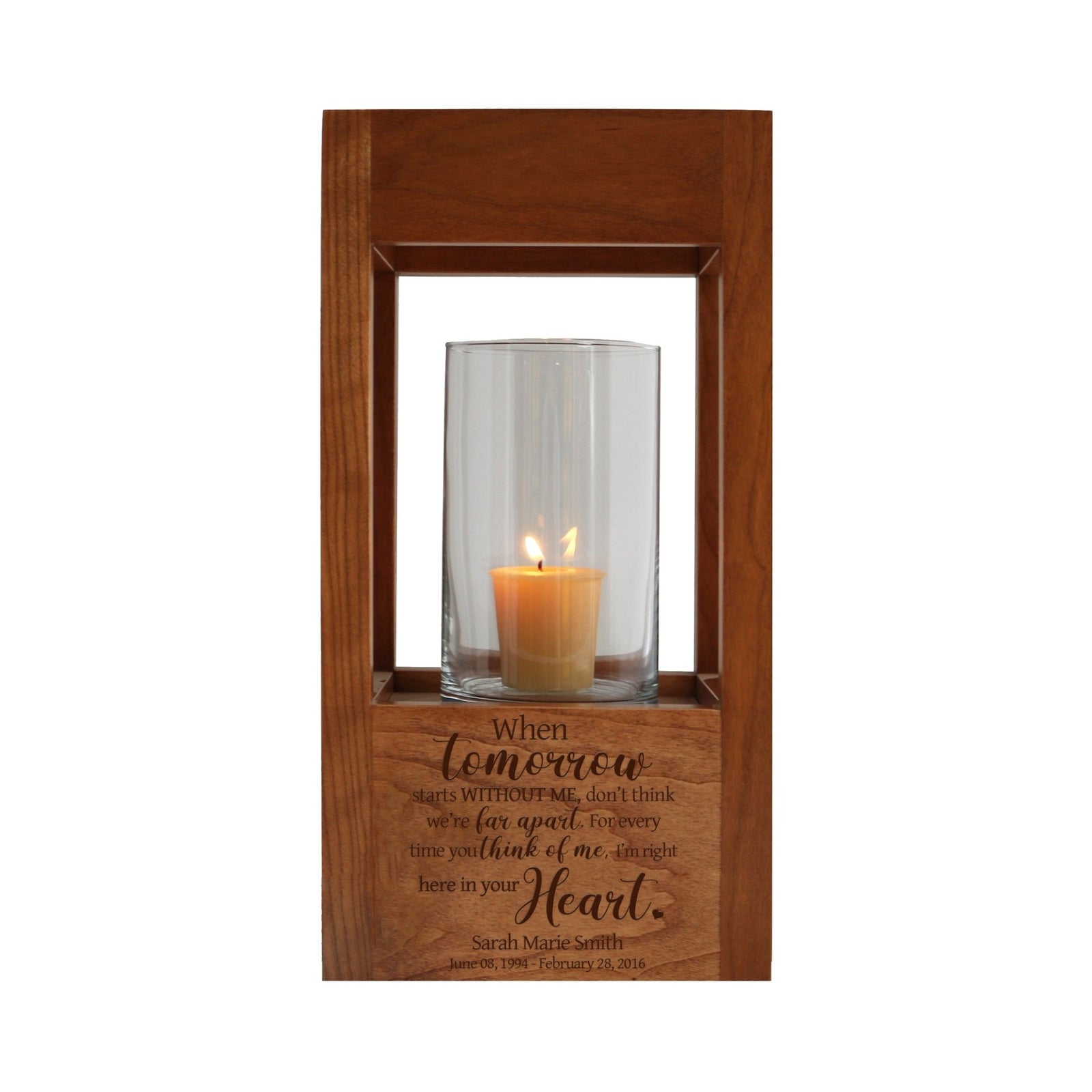 Personalized Memorial Candle Votive Lantern Urn When Tomorrow Starts holds 81 cu in - LifeSong Milestones
