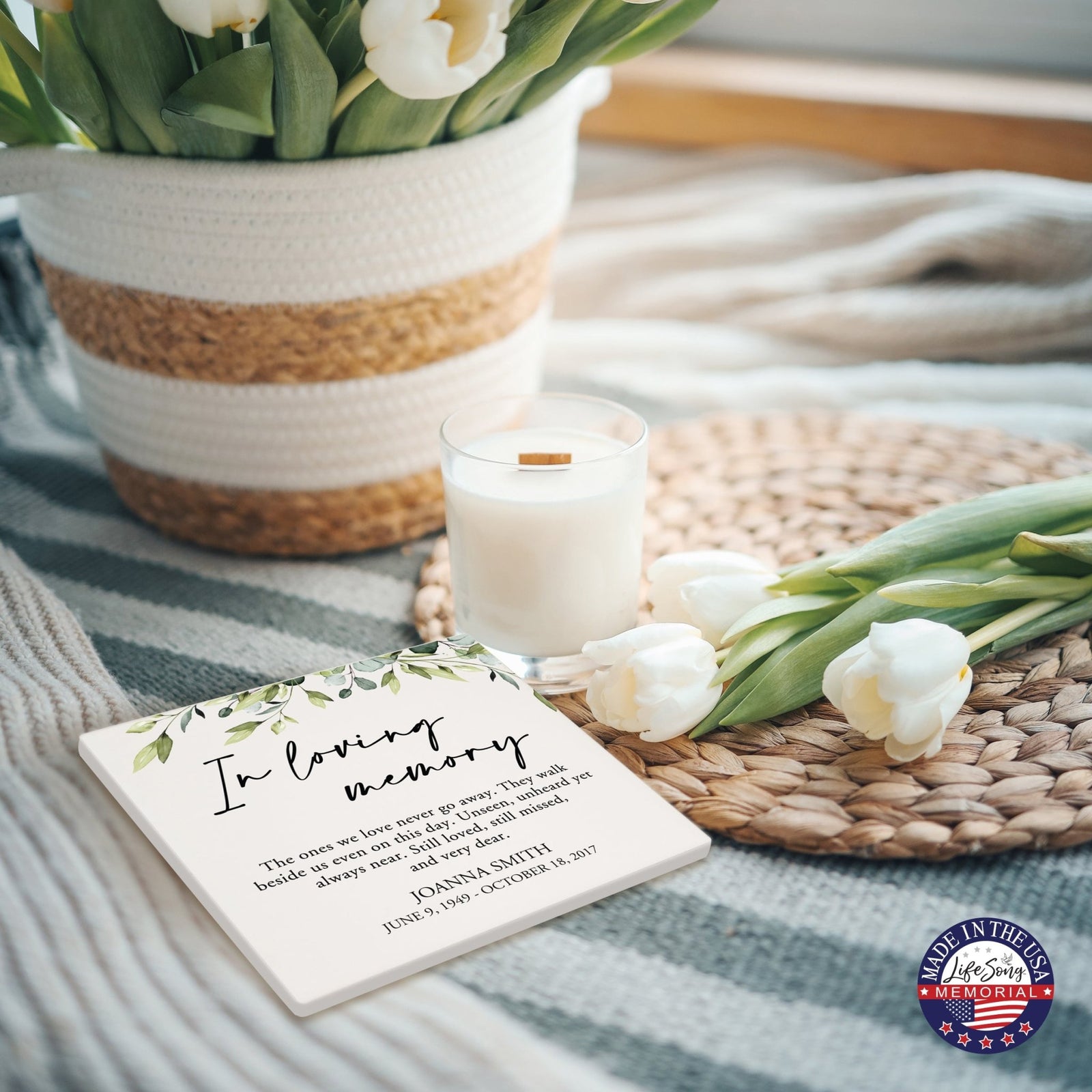 Personalized Memorial Ceramic Trivet for Home Decor - LifeSong Milestones