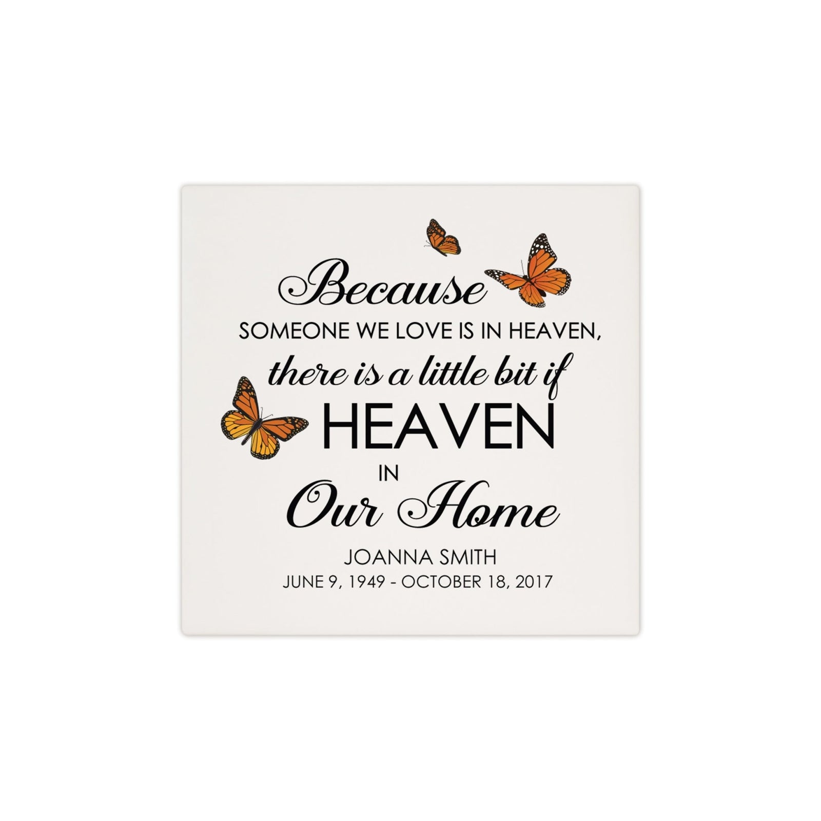 Personalized Memorial Ceramic Trivet for Home Decor - Because Someone We Love - LifeSong Milestones
