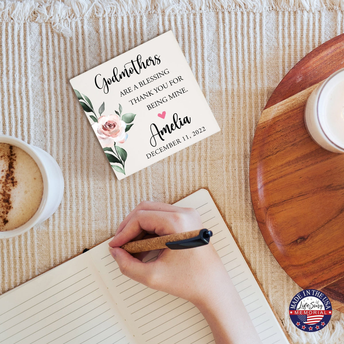 Personalized Memorial Ceramic Trivet for Home Decor - Godmothers - LifeSong Milestones