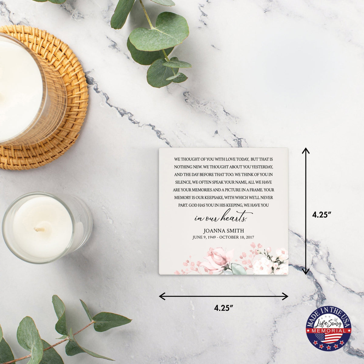 Personalized Memorial Ceramic Trivet for Home Decor - We Thought Of You - LifeSong Milestones