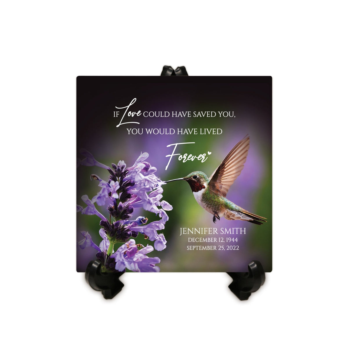 Personalized Memorial Ceramic Trivet with Stand for Home Decor - LifeSong Milestones