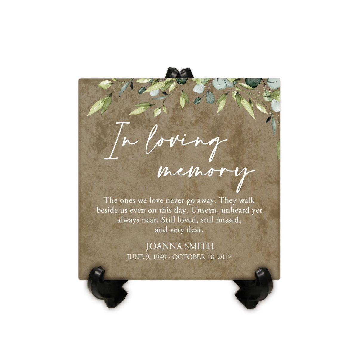 Personalized Memorial Ceramic Trivet with Stand for Home Decor - LifeSong Milestones