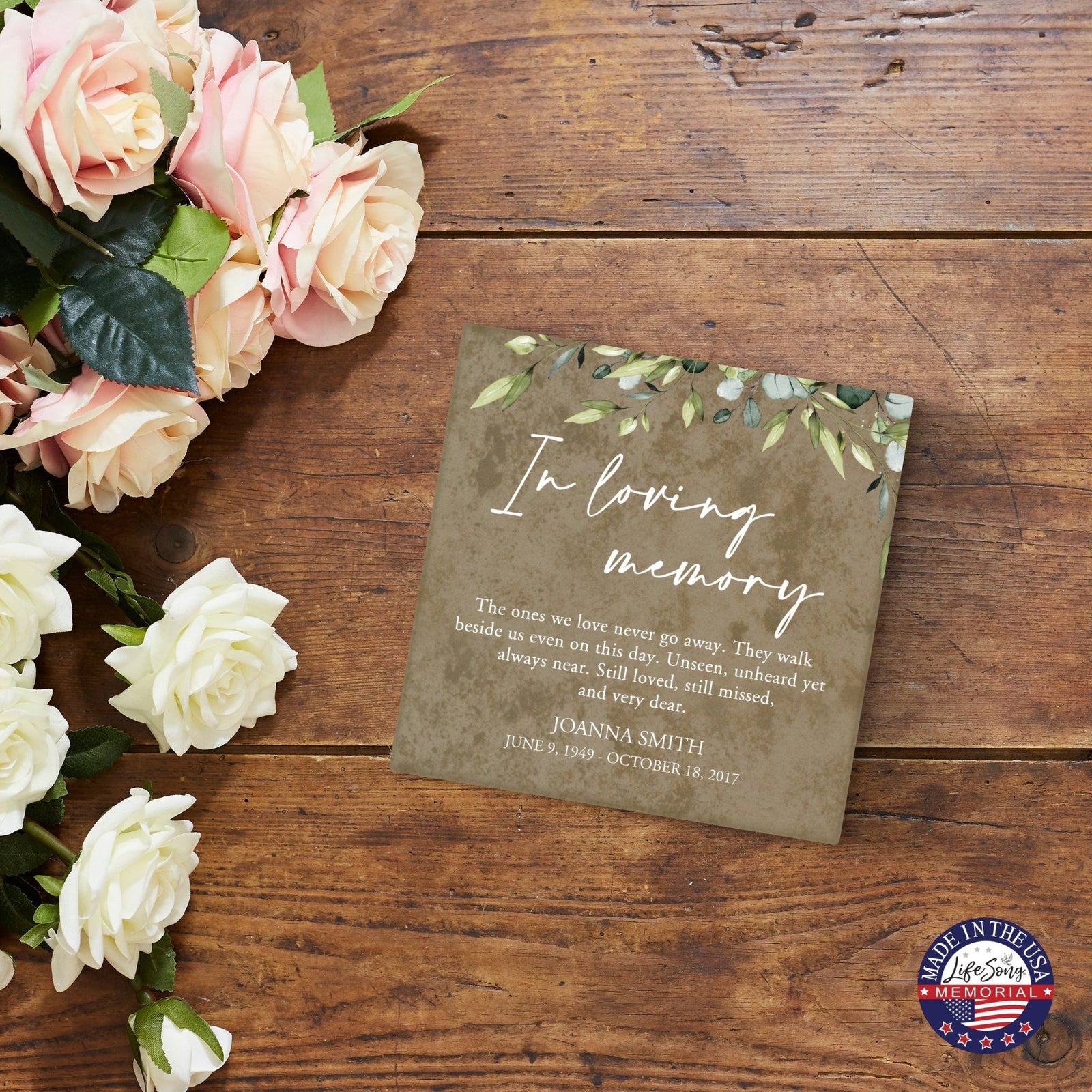 Personalized Memorial Ceramic Trivet with Stand for Home Decor - LifeSong Milestones