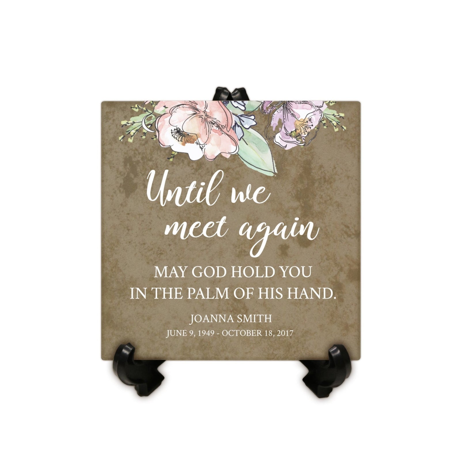 Personalized Memorial Ceramic Trivet with Stand for Home Decor - LifeSong Milestones