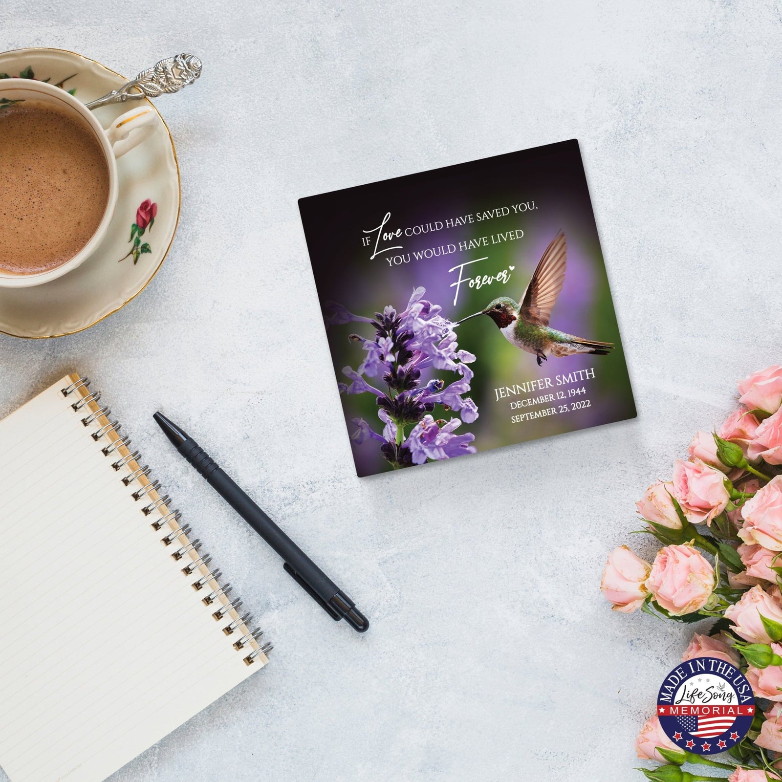 Personalized Memorial Ceramic Trivet with Stand for Home Decor - LifeSong Milestones