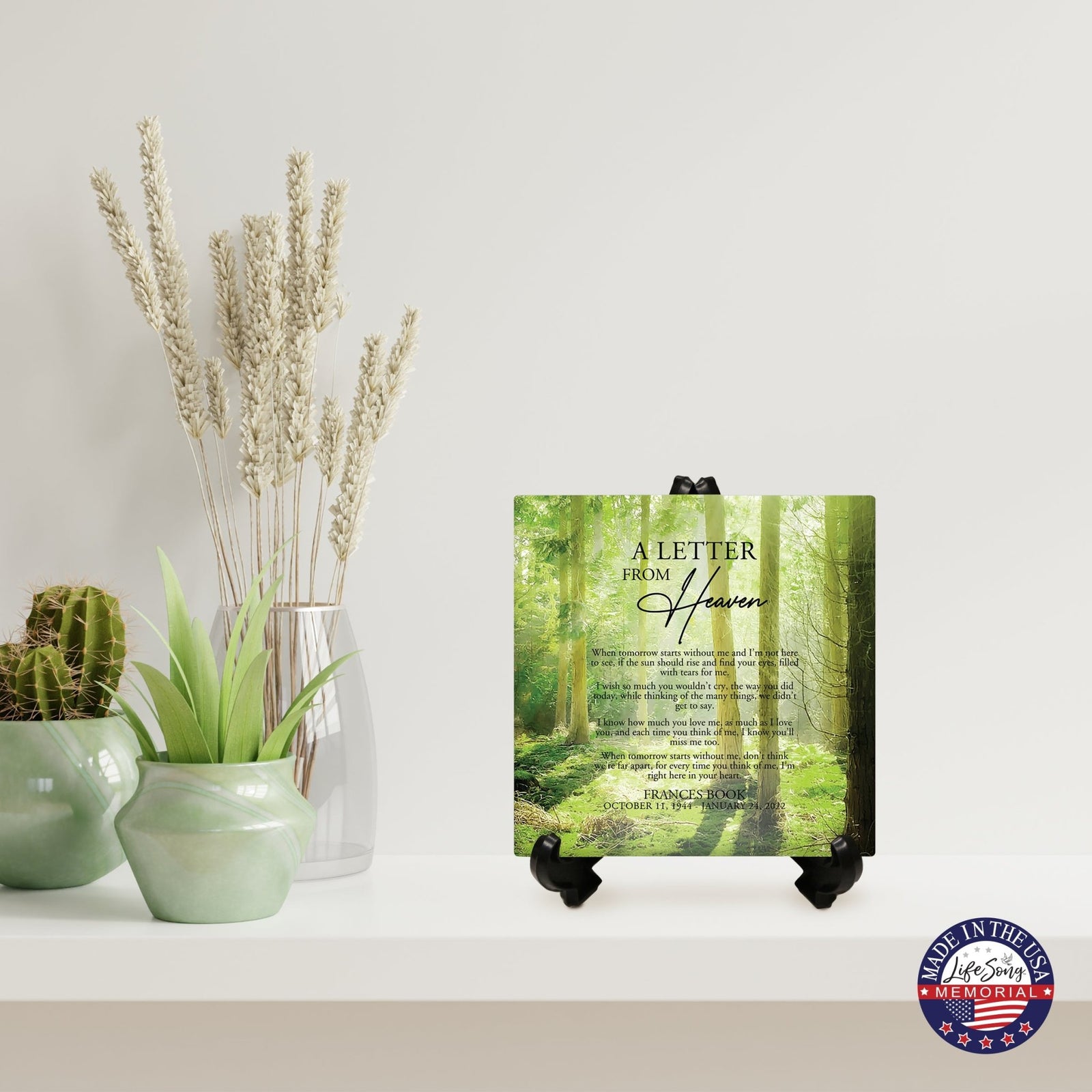 Personalized Memorial Ceramic Trivet with Stand for Home Decor - LifeSong Milestones