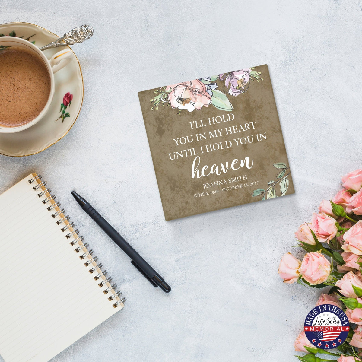 Personalized Memorial Ceramic Trivet with Stand for Home Decor - LifeSong Milestones