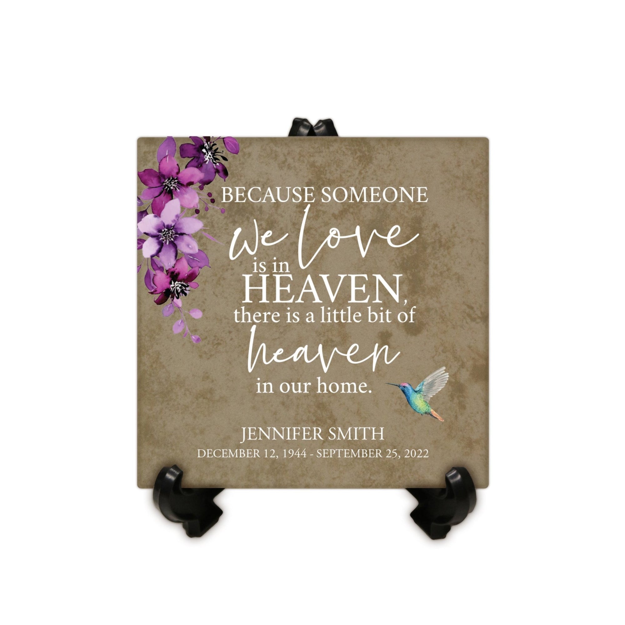 Personalized Memorial Ceramic Trivet with Stand for Home Decor - Because Someone We Love - LifeSong Milestones